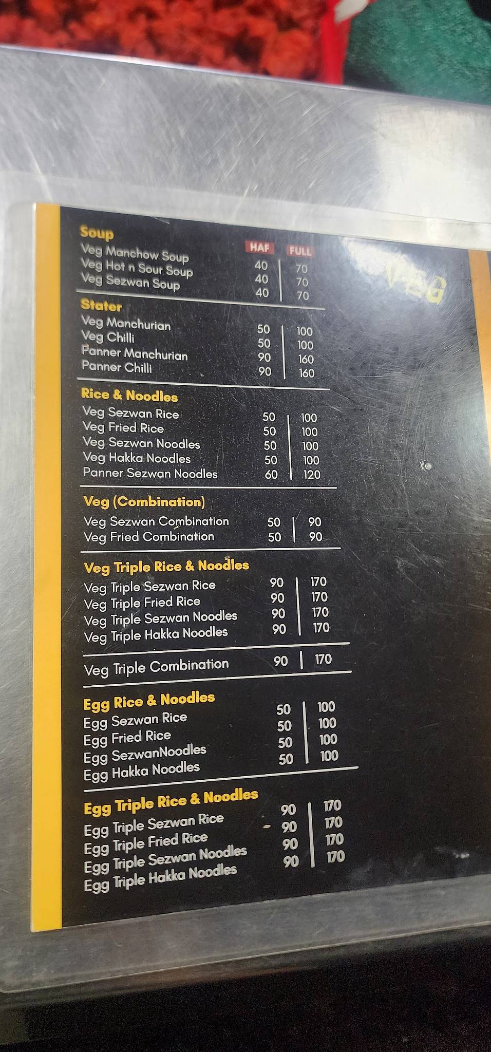 YUM CHINESE ( Antrolikar Nagar) menu
