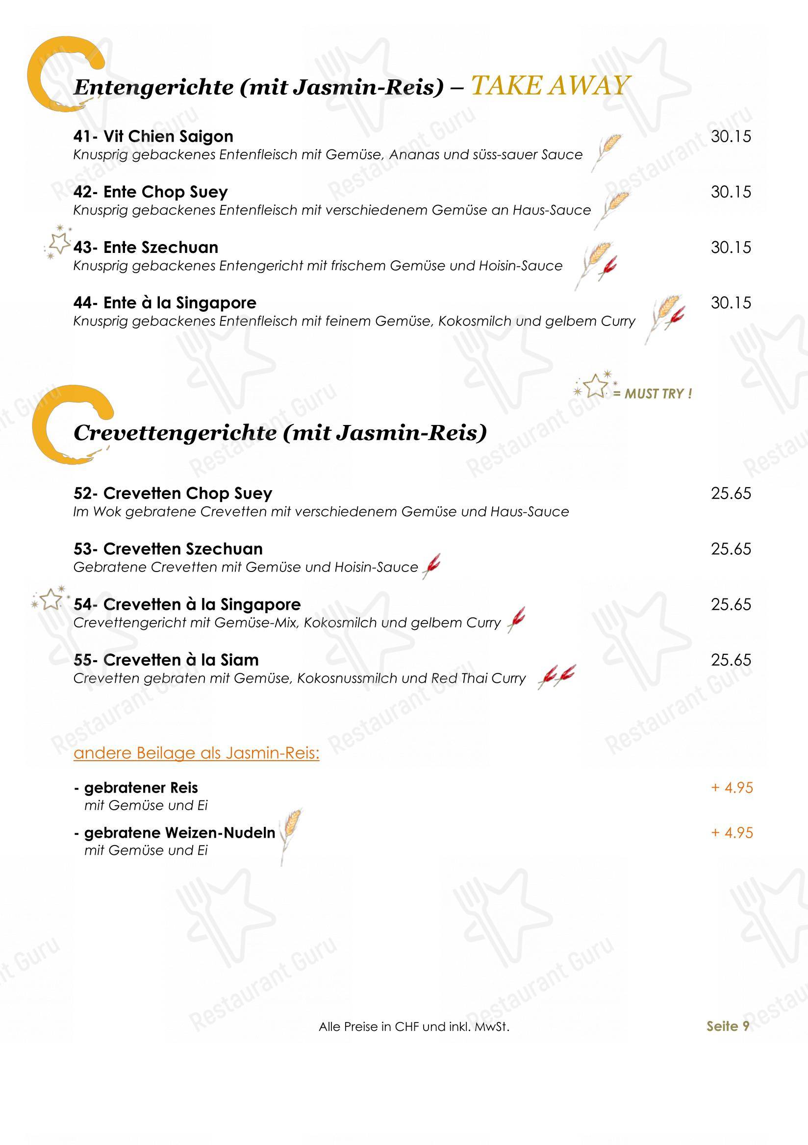 Menu per YEN'S Restaurant in Zurigo