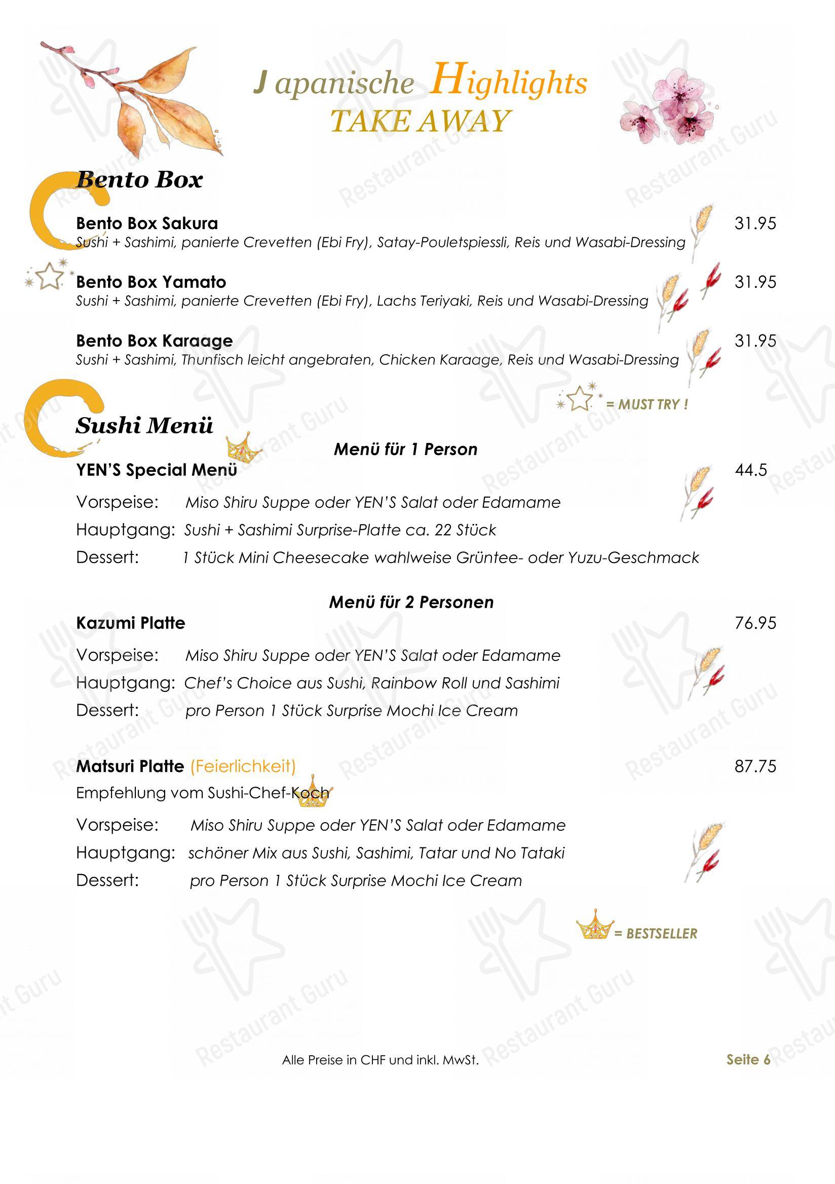 Menu per YEN'S Restaurant ristorante