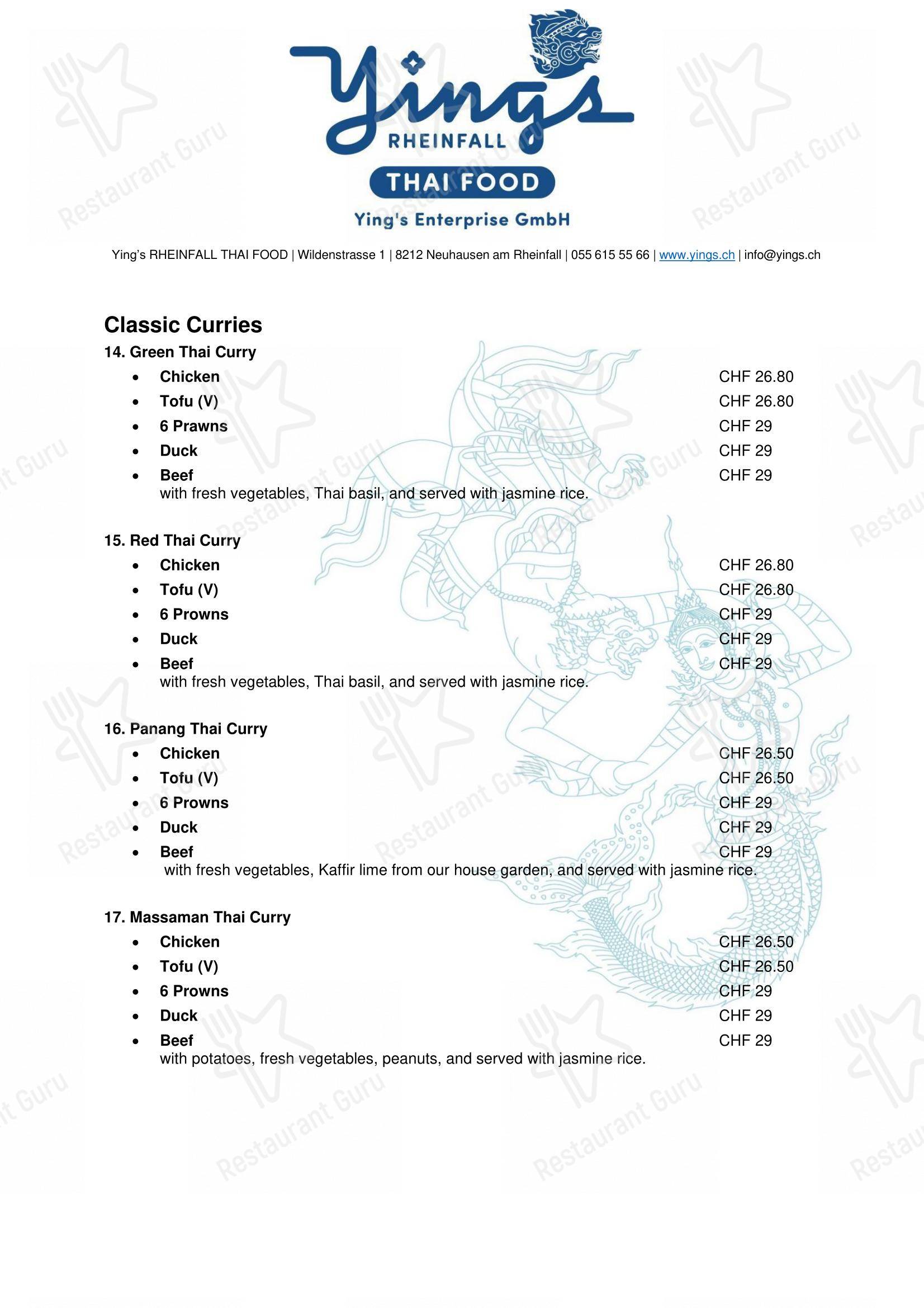 Коктейльная карта per Ying’s RHEINFALL THAI FOOD in Neuhausen am Rheinfall