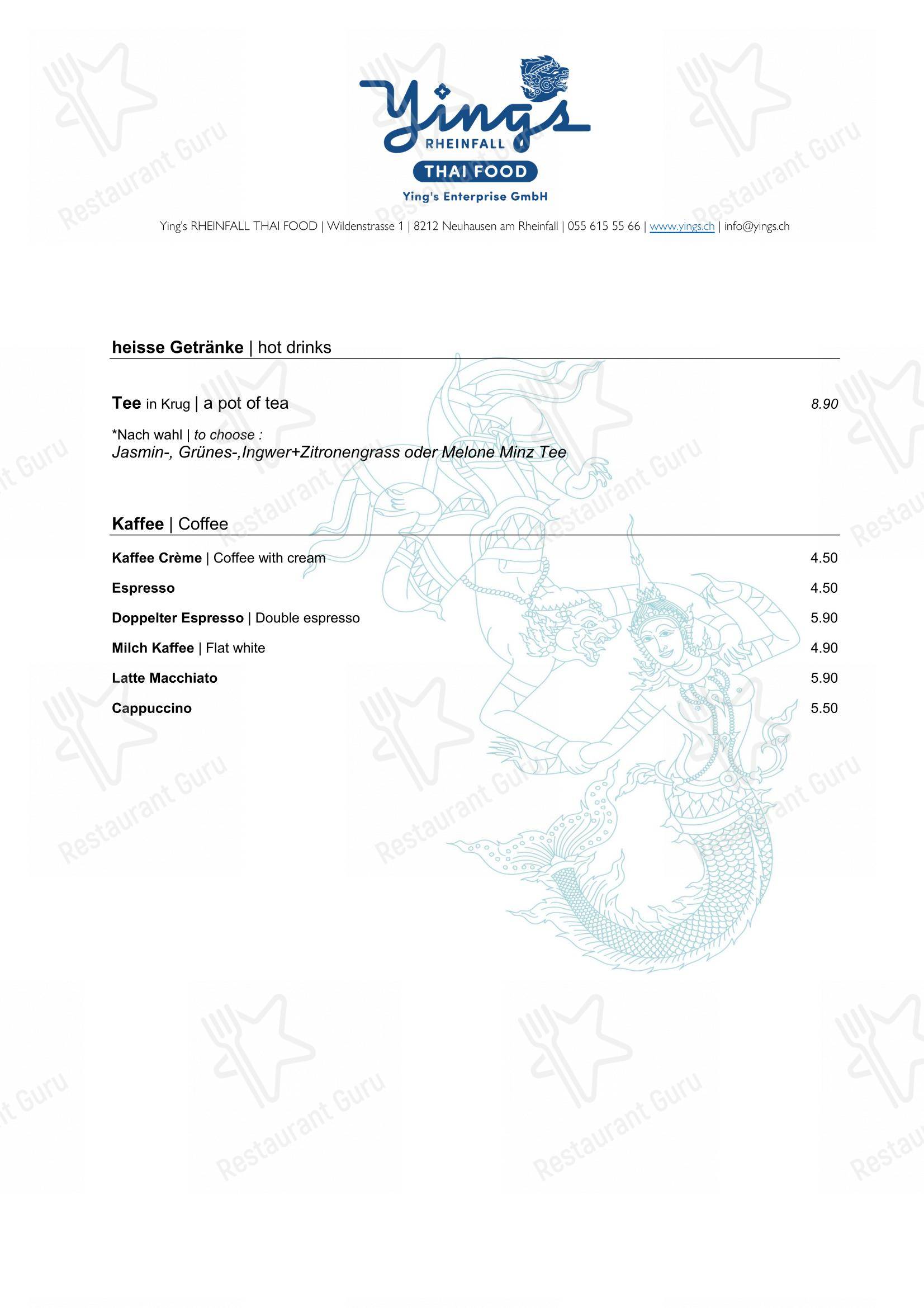 Ночное меню per Ying’s RHEINFALL THAI FOOD in Neuhausen am Rheinfall