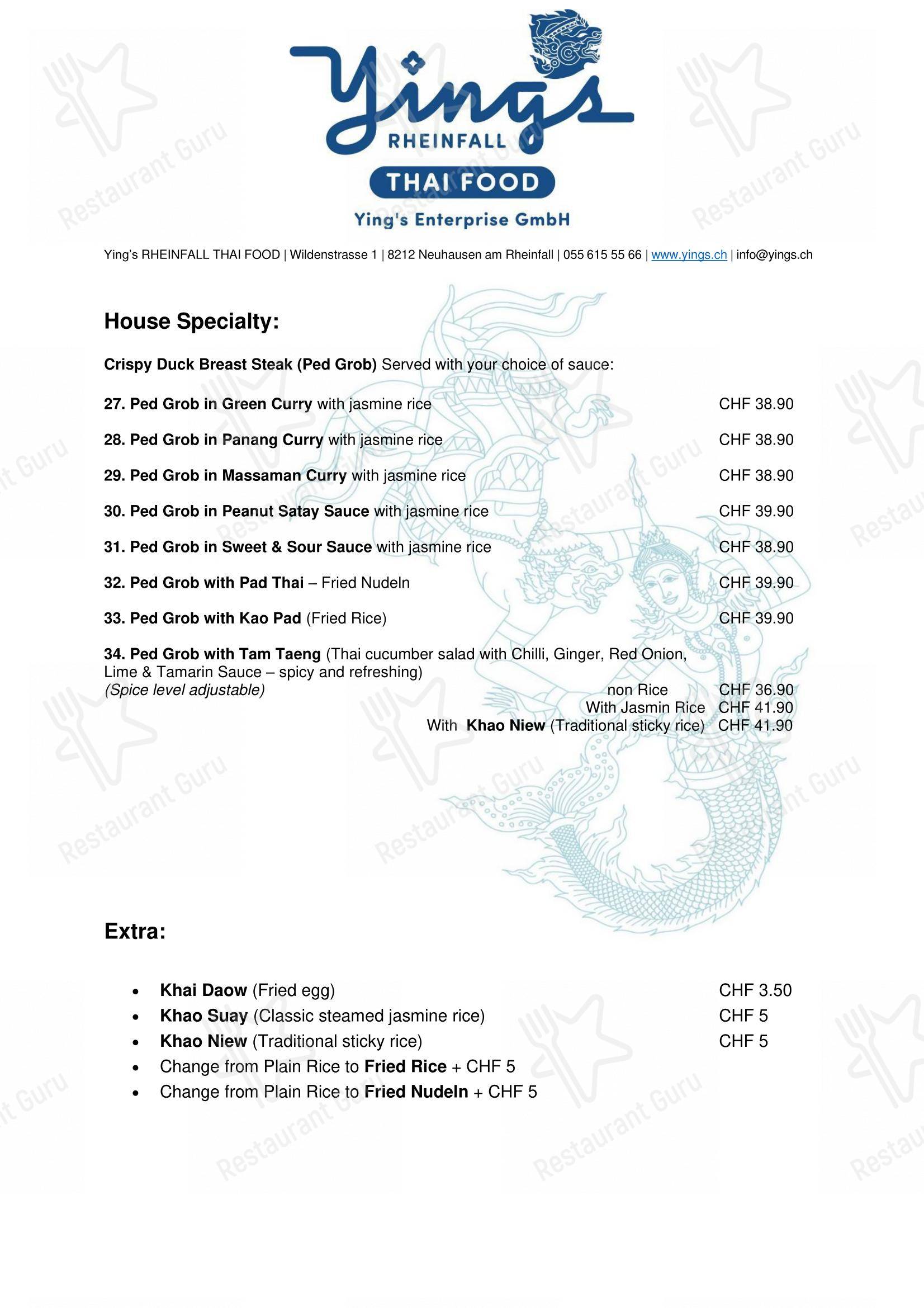 Коктейльная карта per Ying’s RHEINFALL THAI FOOD in Neuhausen am Rheinfall