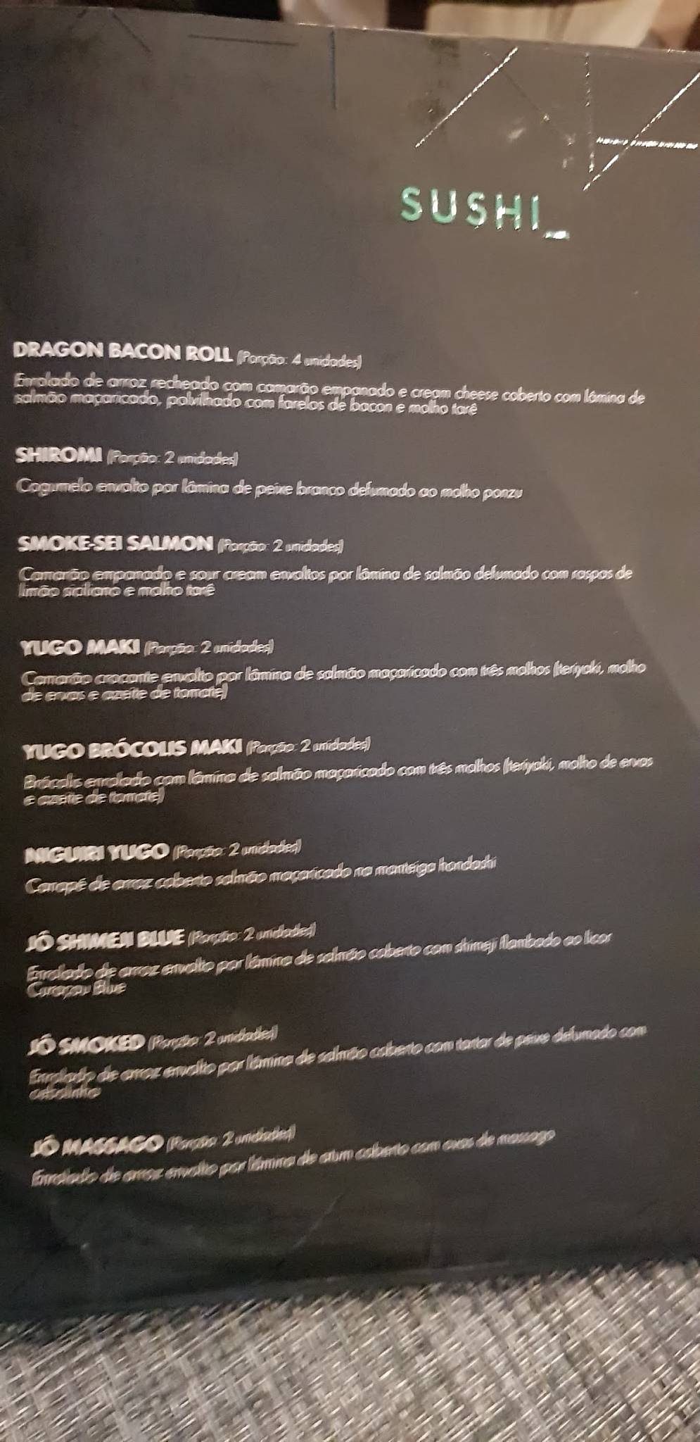 Yugo Fusion cardápio