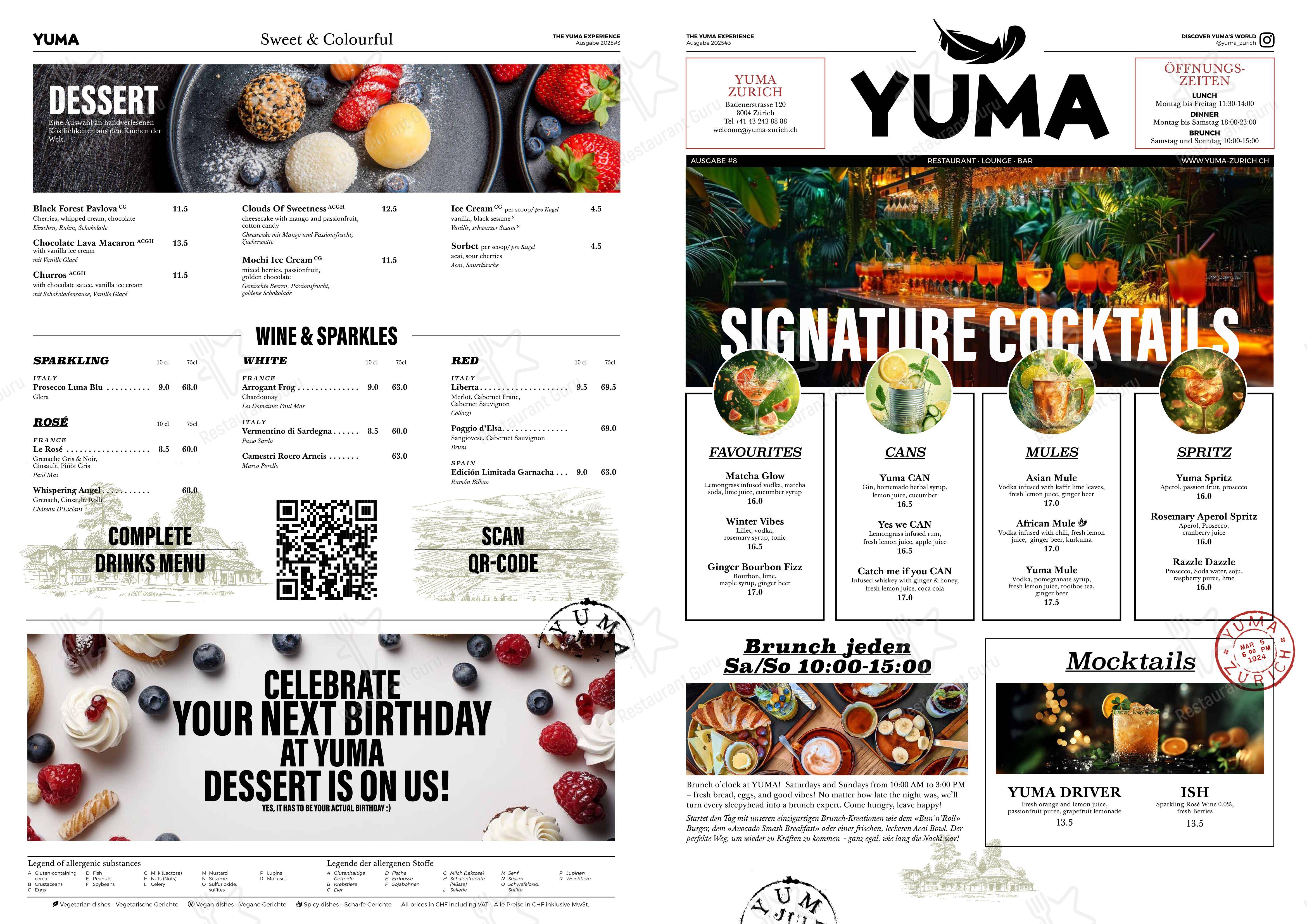 Menu bar per Yuma ristorante