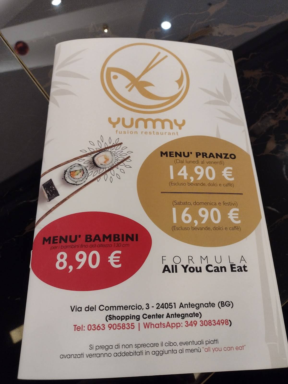 Menu de Yummy