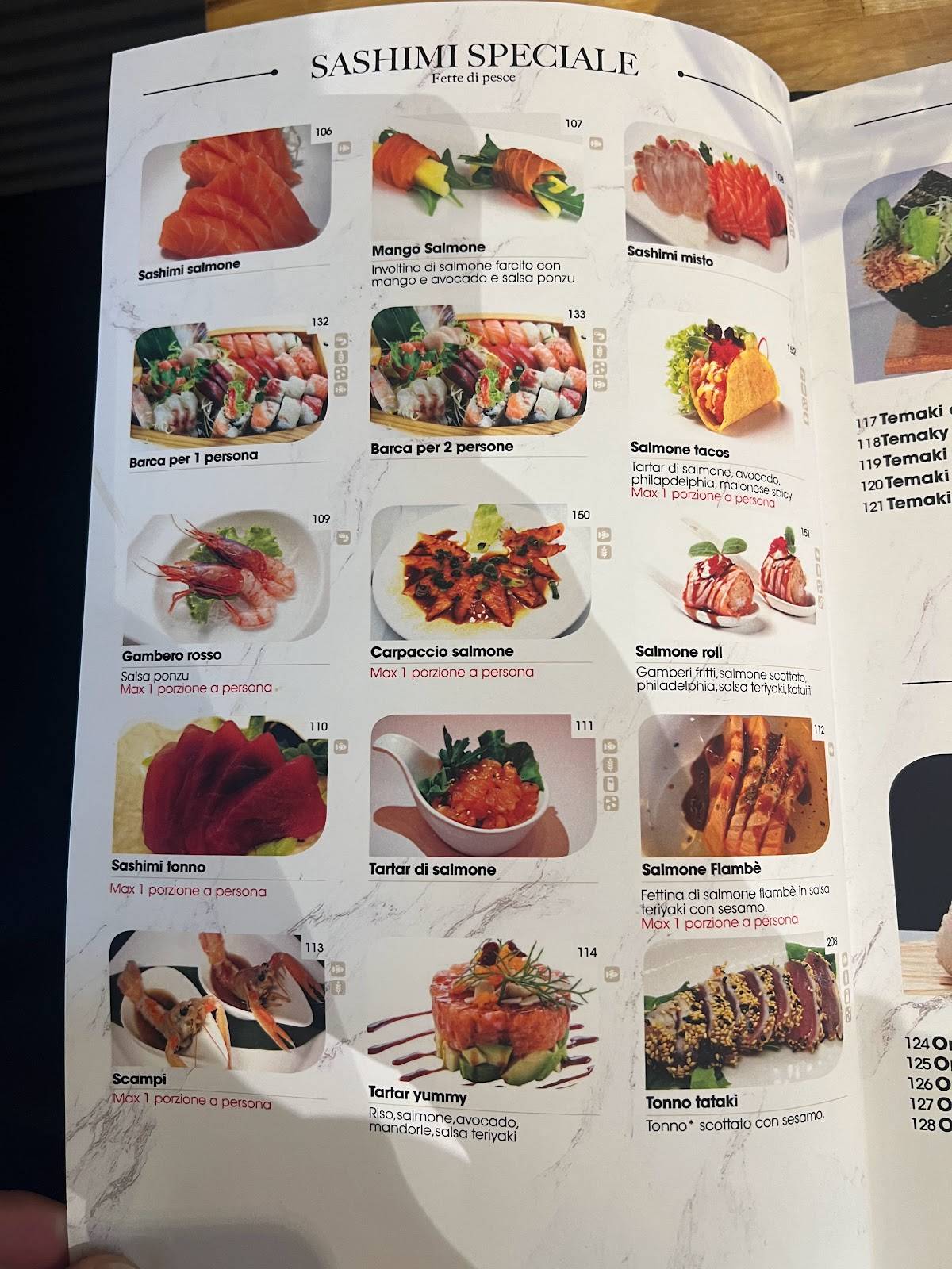 Menu de Yummy