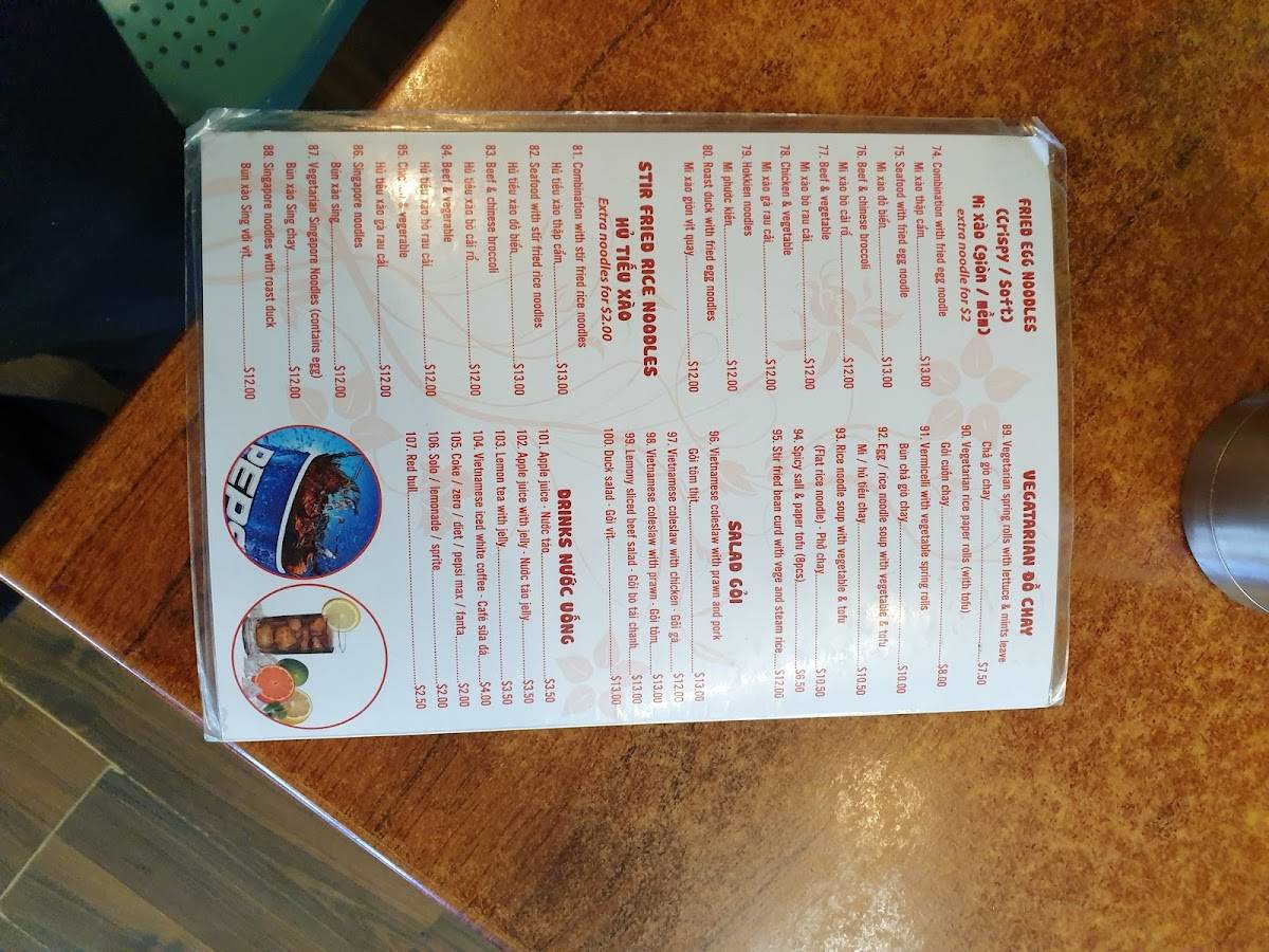 Menu at Yummy Pho Langwarrin restaurant, Langwarrin