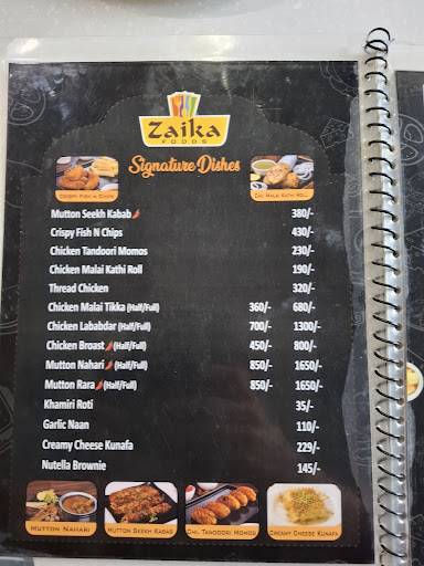 Zaika Foods menu