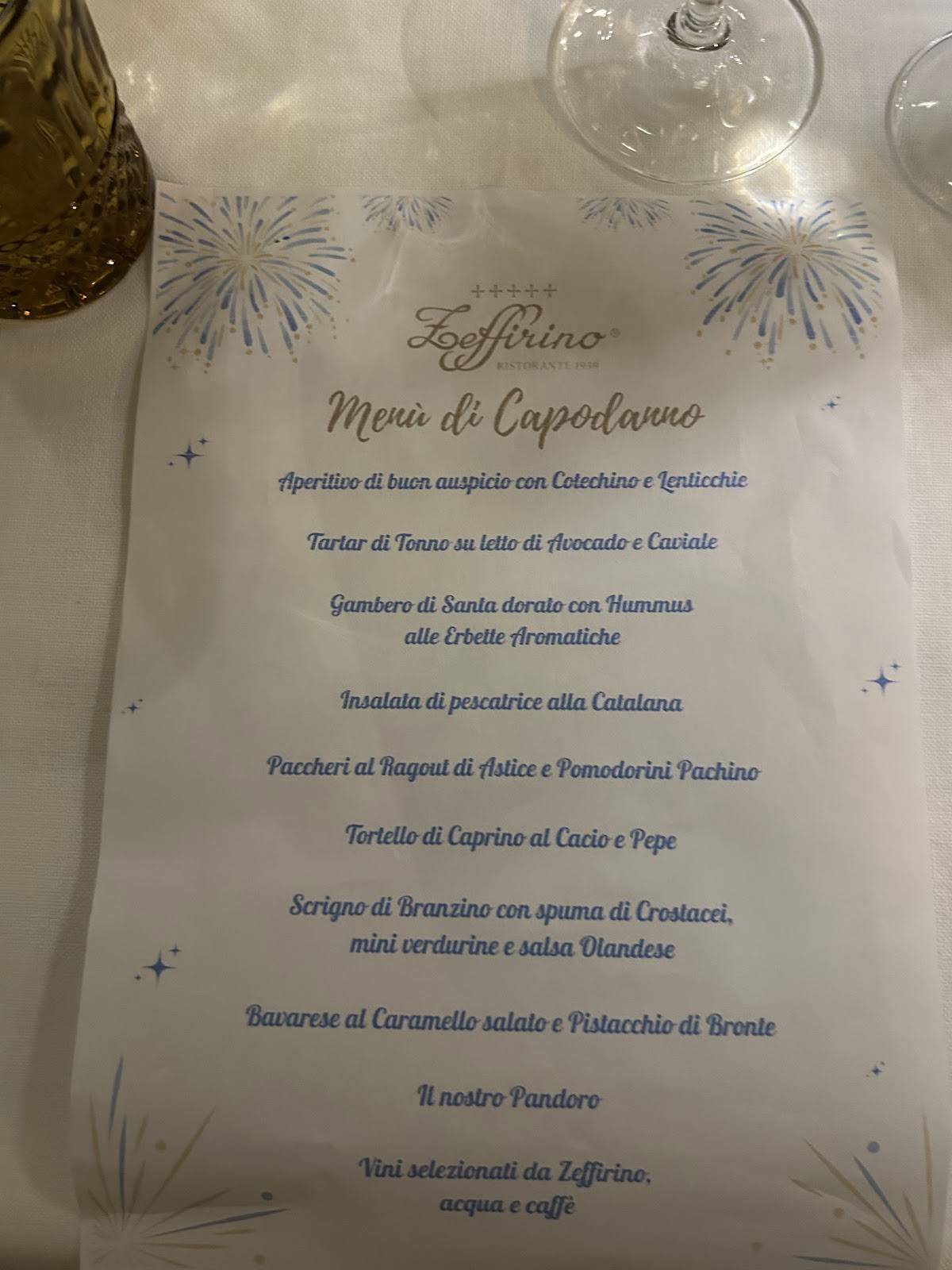 Menu di Zeffirino Genova 