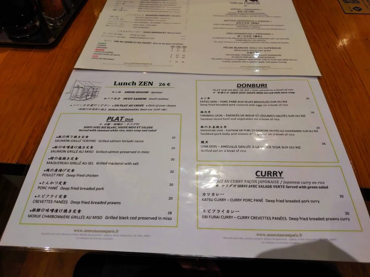 Menu de Zen