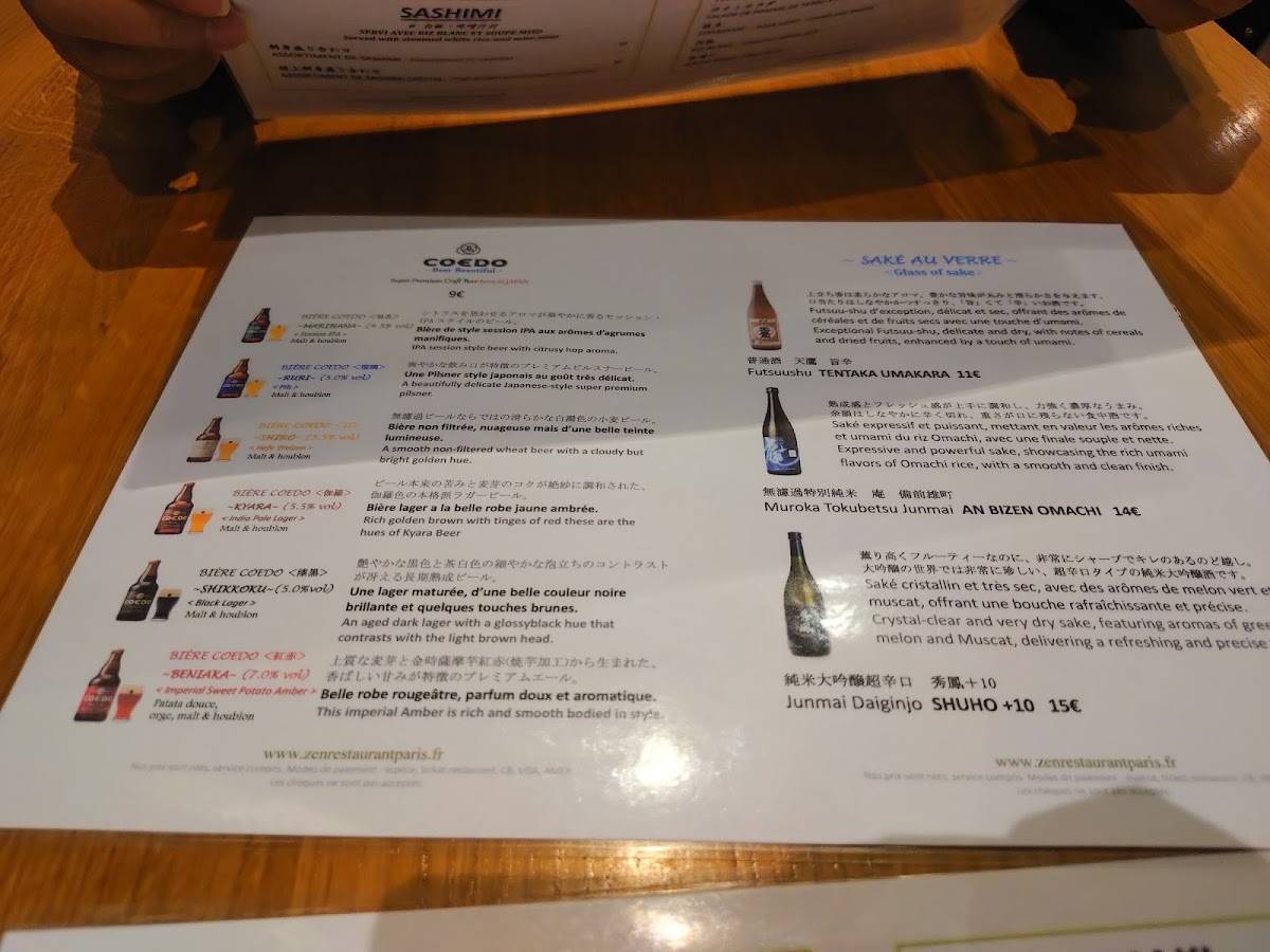 Menu de Zen