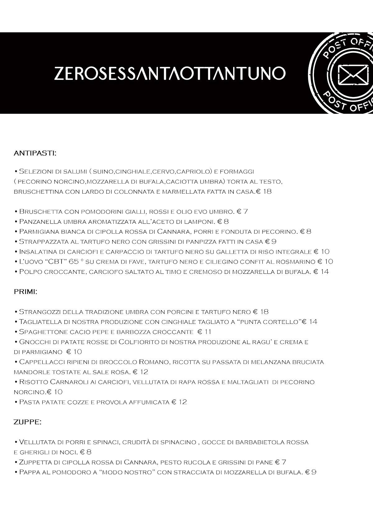 Menu di Zerosessantaottantuno