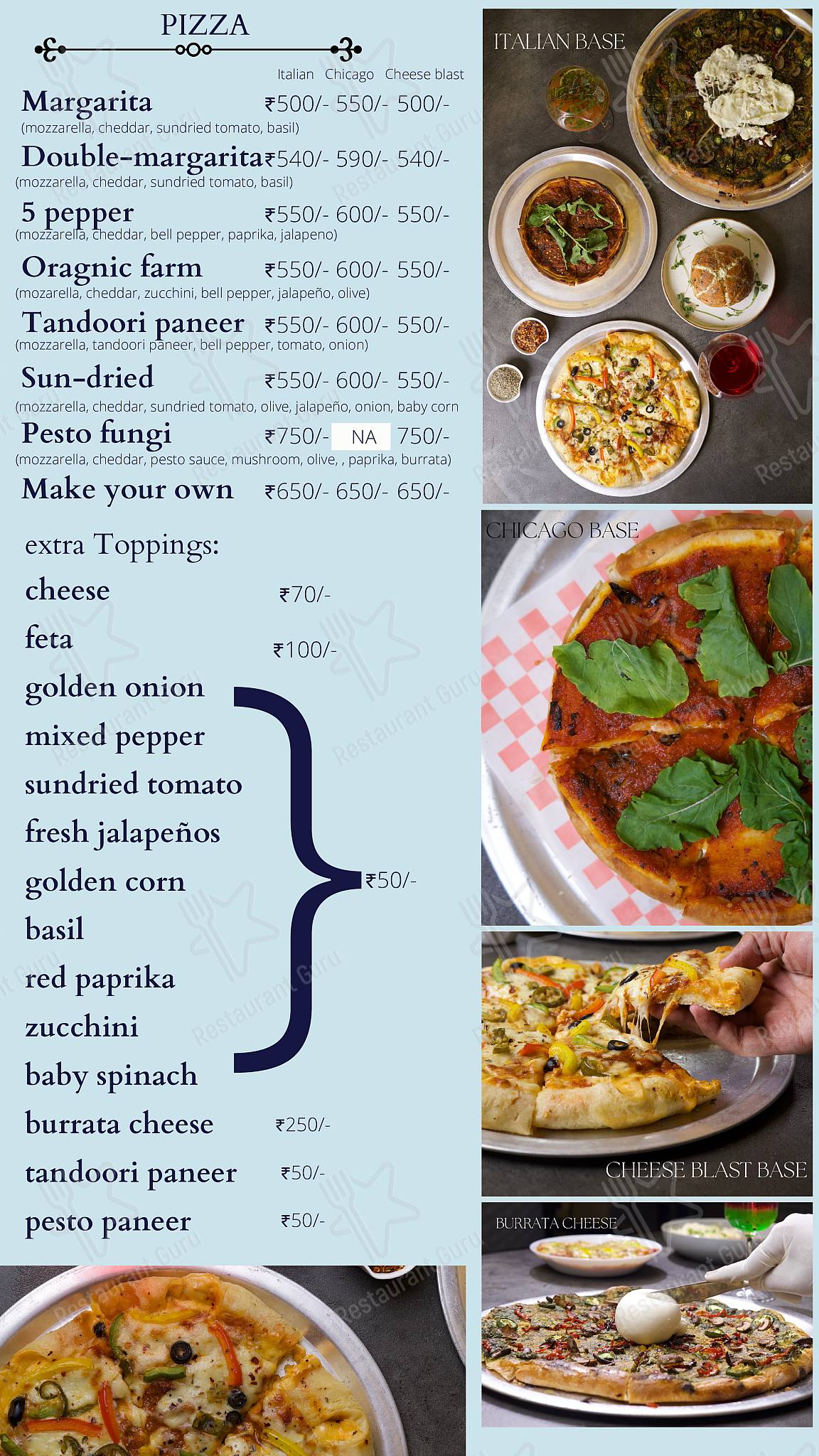 Zest House menu