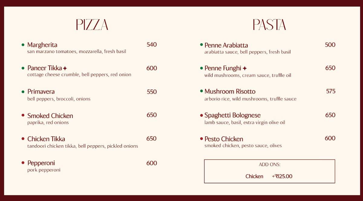 Zinnia - Abstract Dining menu