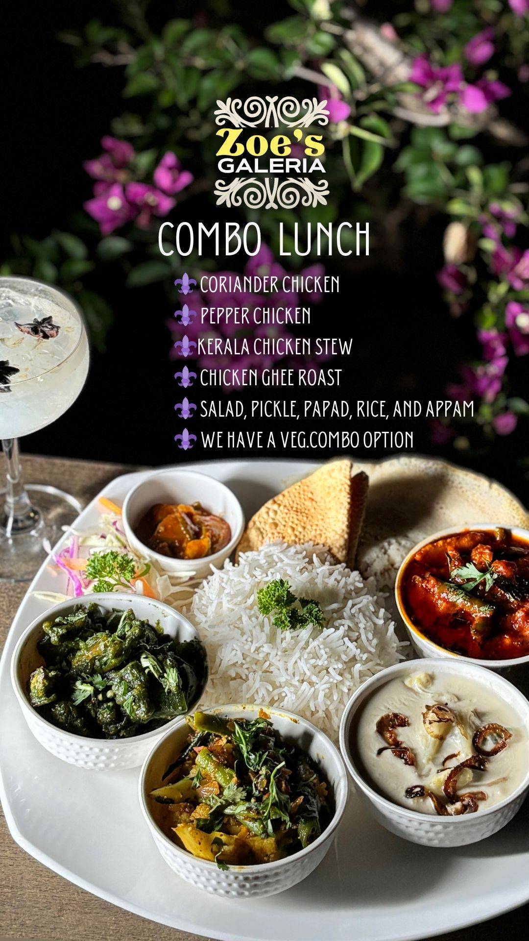 Zoe's Galeria menu