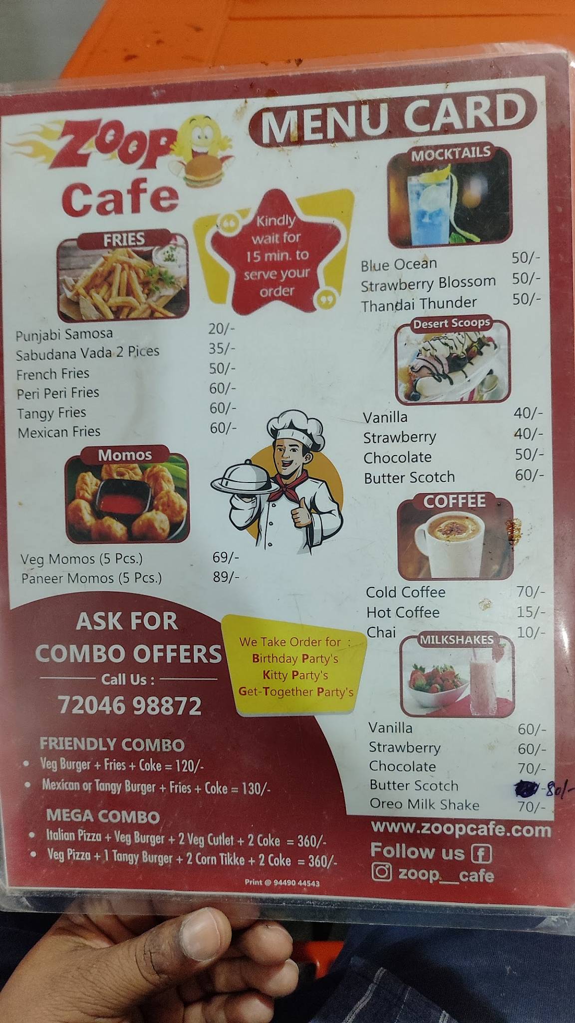 Zoop cafe menu