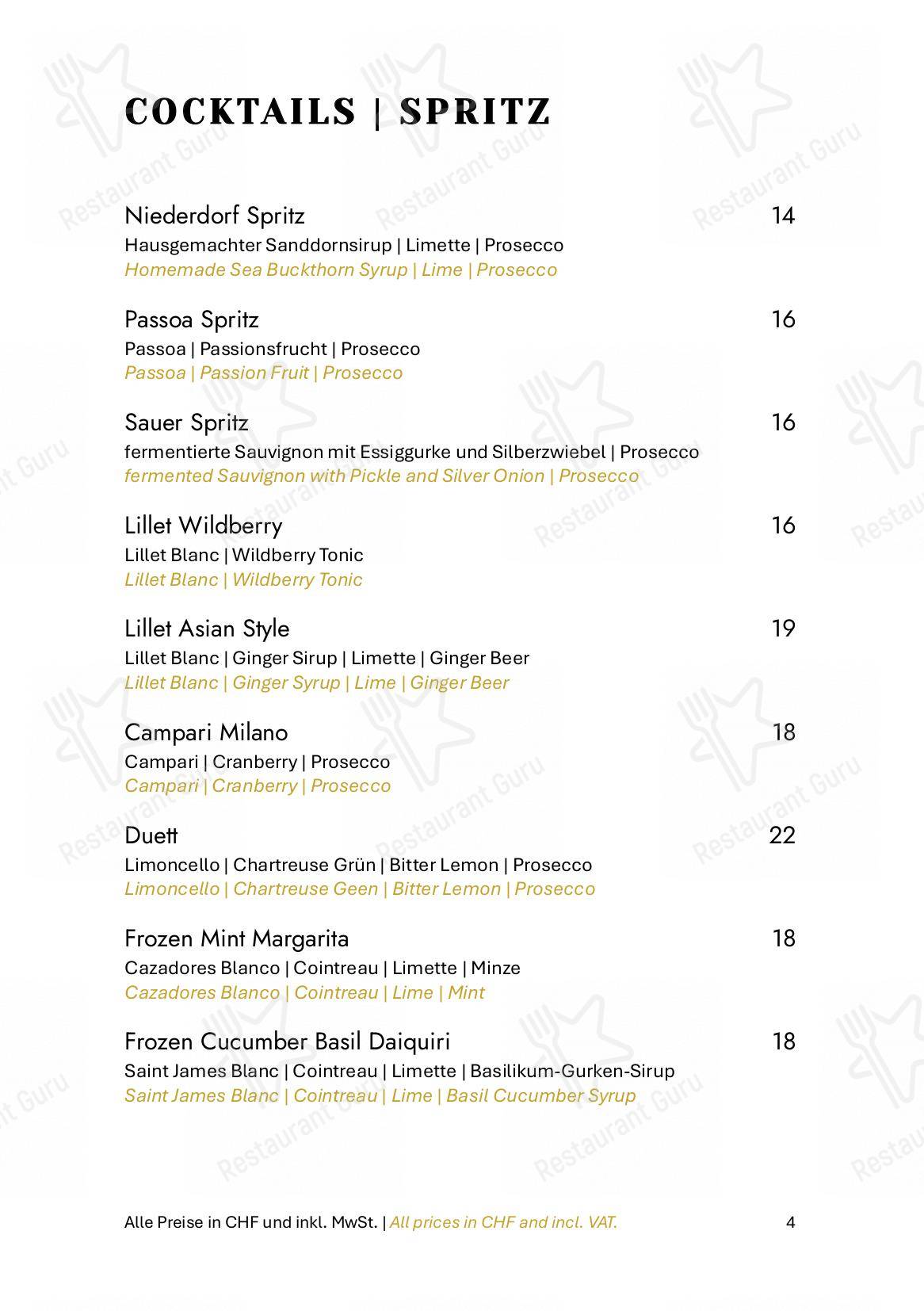 Основное меню per Zum Königstuhl - Schweizer Restaurant in Zürich Niederdorf in Zurigo