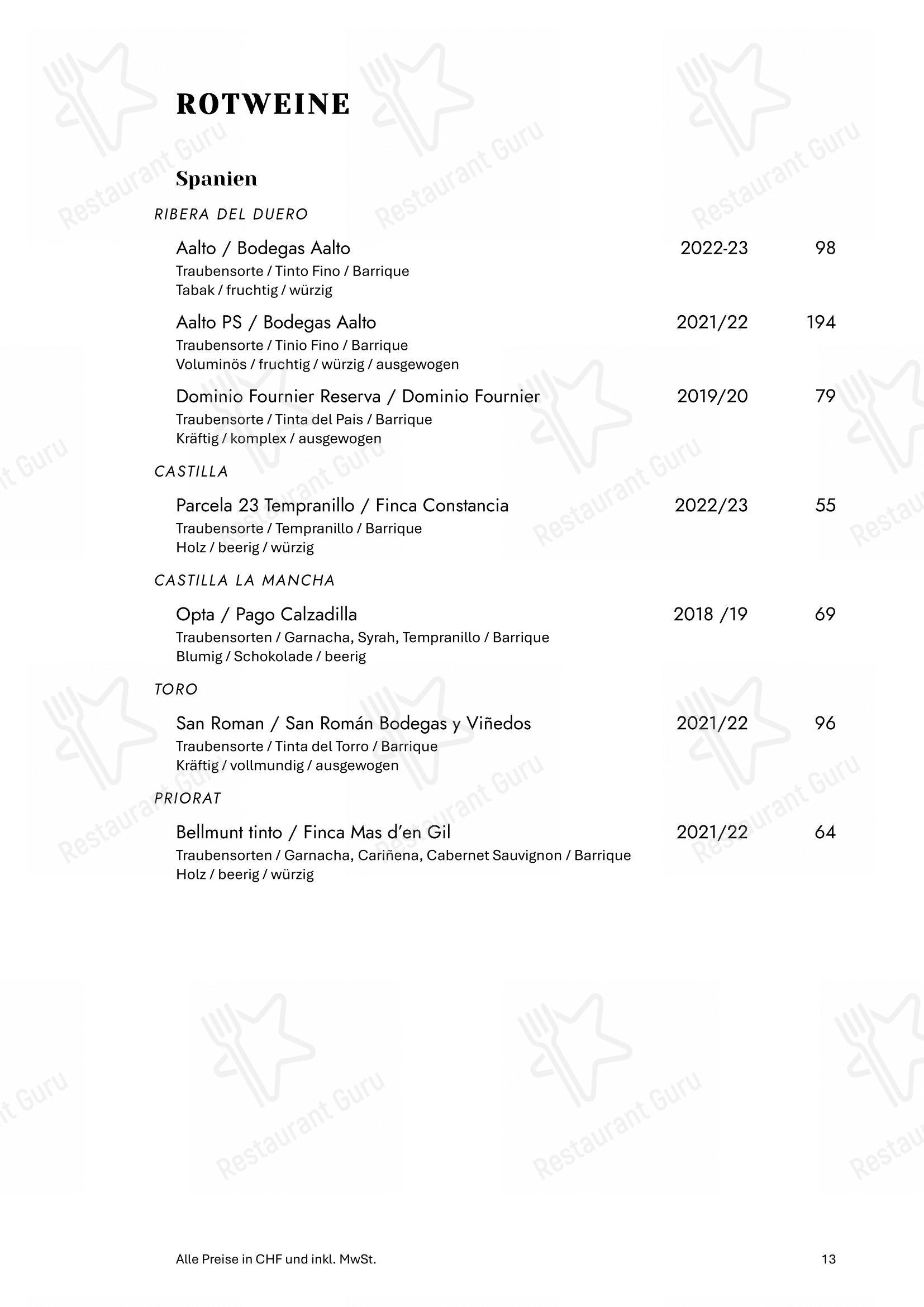 Zum Königstuhl - Schweizer Restaurant in Zürich Niederdorf in Zurigo - 菜单