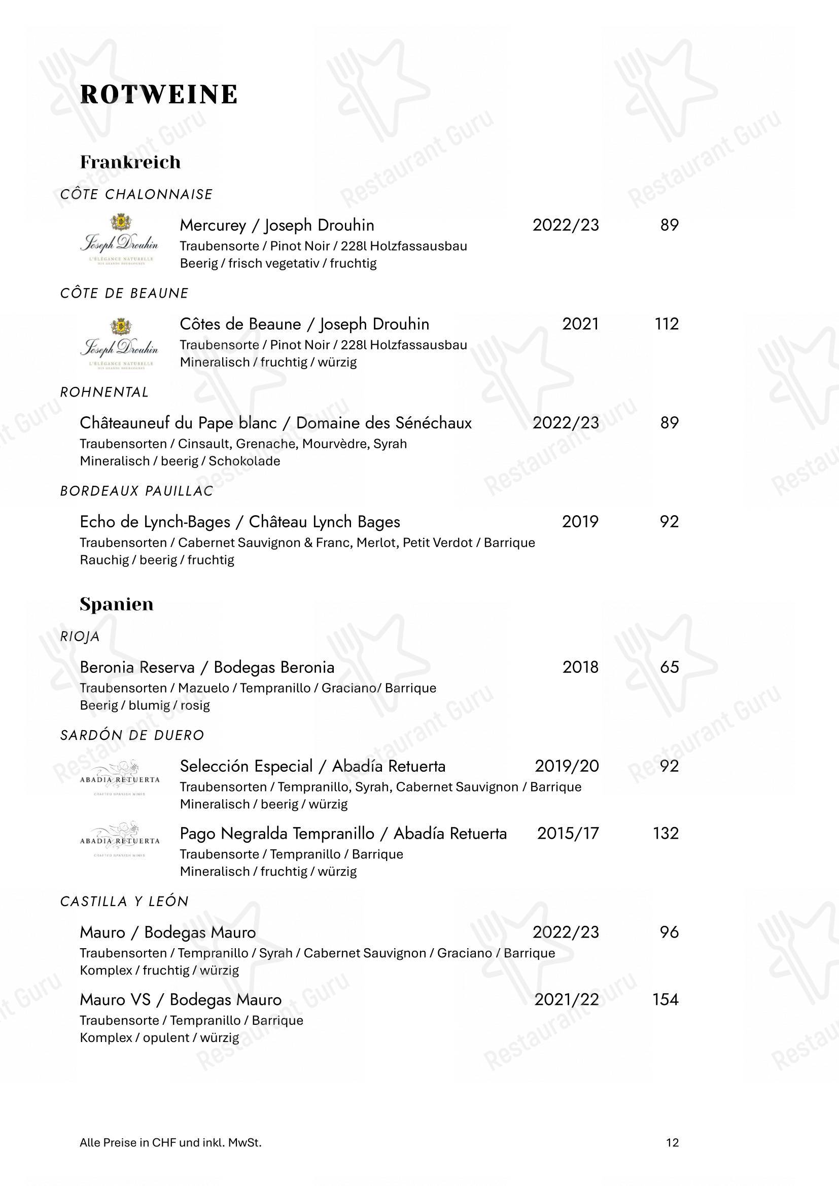 菜单 per Zum Königstuhl - Schweizer Restaurant in Zürich Niederdorf in Zurigo