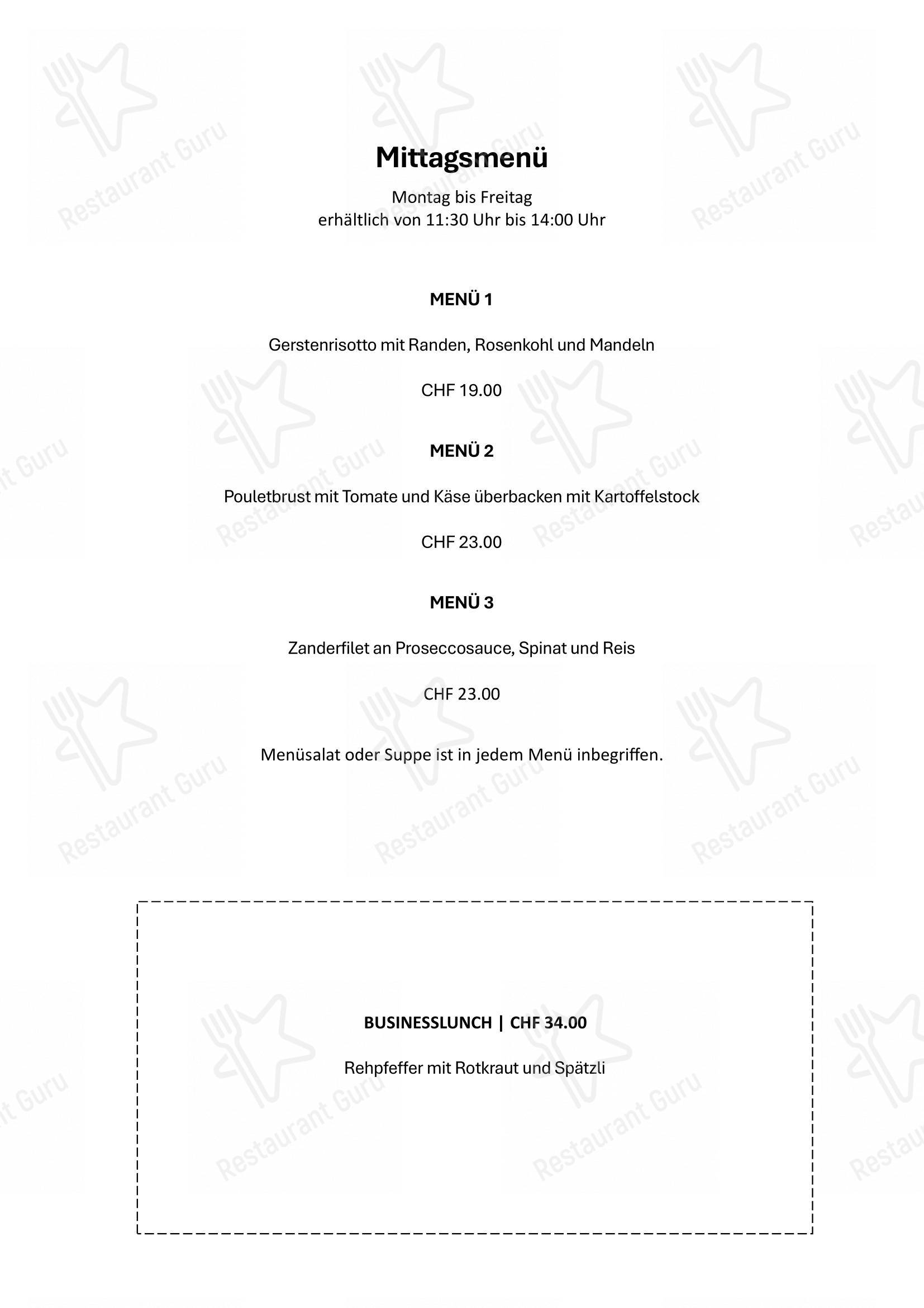 Menu per Zum Königstuhl - Schweizer Restaurant in Zürich Niederdorf in Zurigo