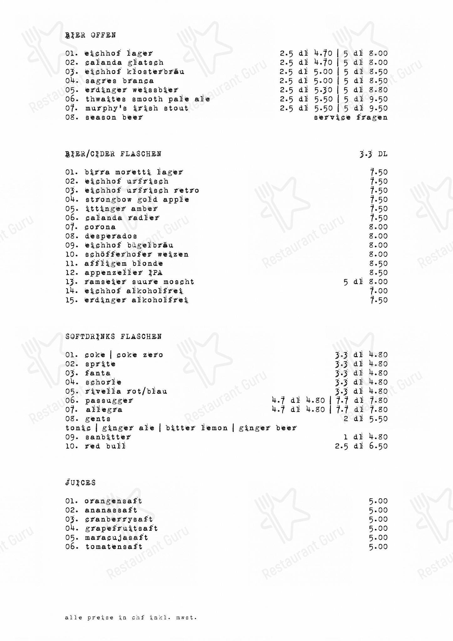 Dinner Menu pour Cheyenne dans Zürich