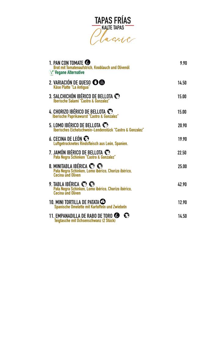 Menu di Iberia Tapas 