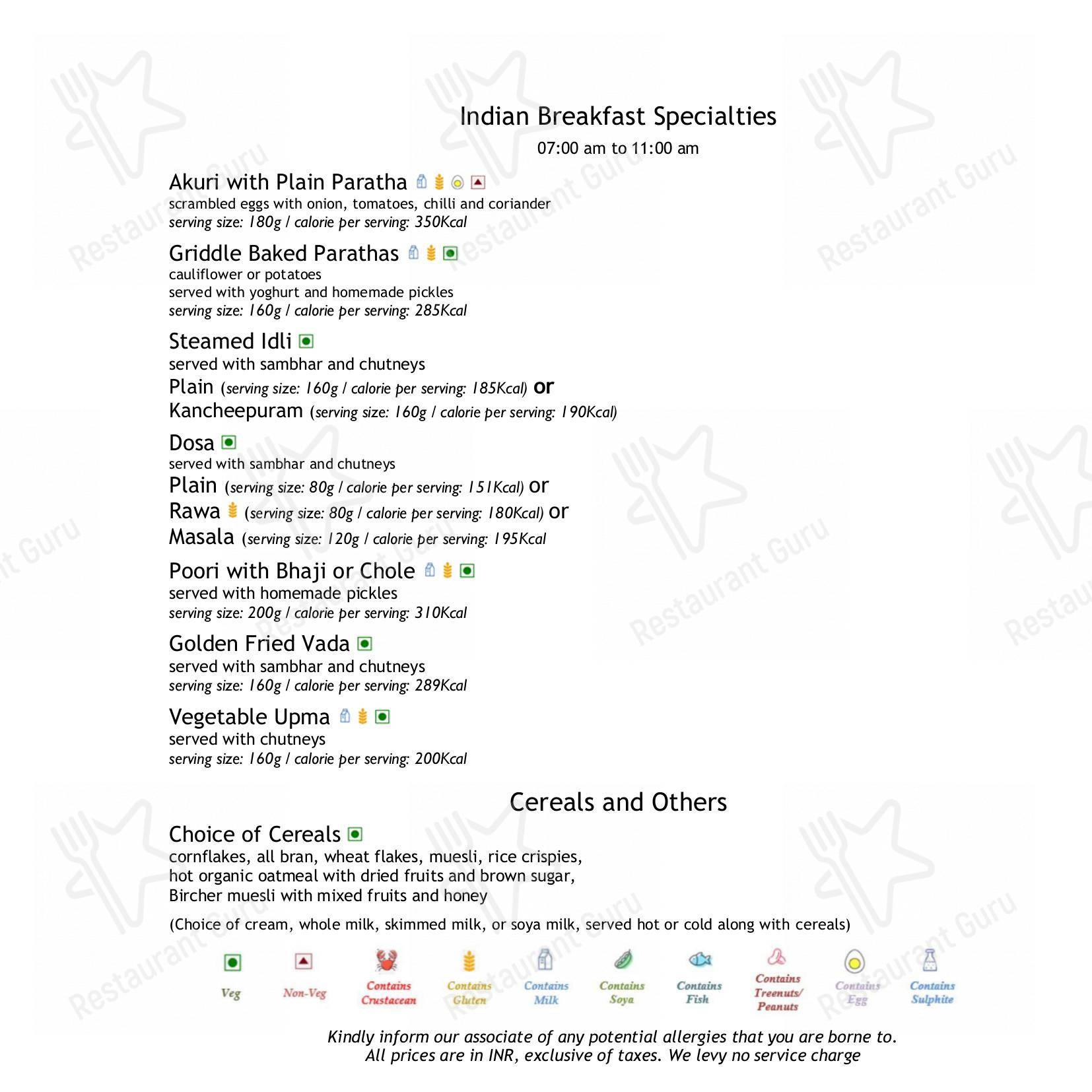 Menu for the Citrus - Fine Dining Restaurant restaurant