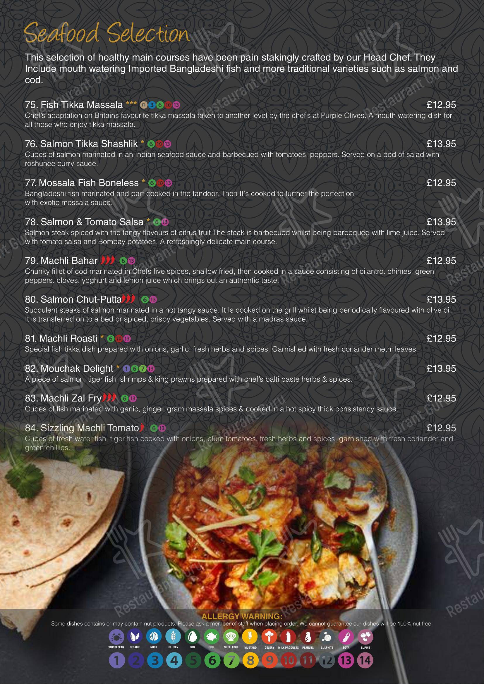 Menu at Purple Olive Ashton restaurant, AshtonunderLyne, 83 Stamford St E