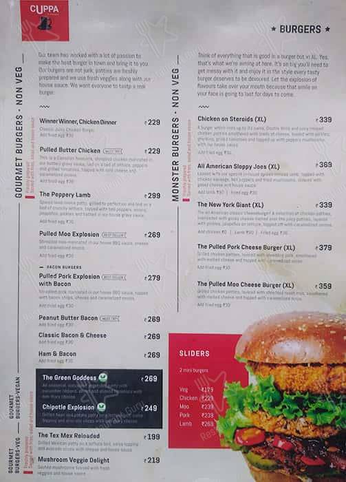 Cuppa Redefined - HSR Layout's Neighbourhood Cafe & Restaurant menu