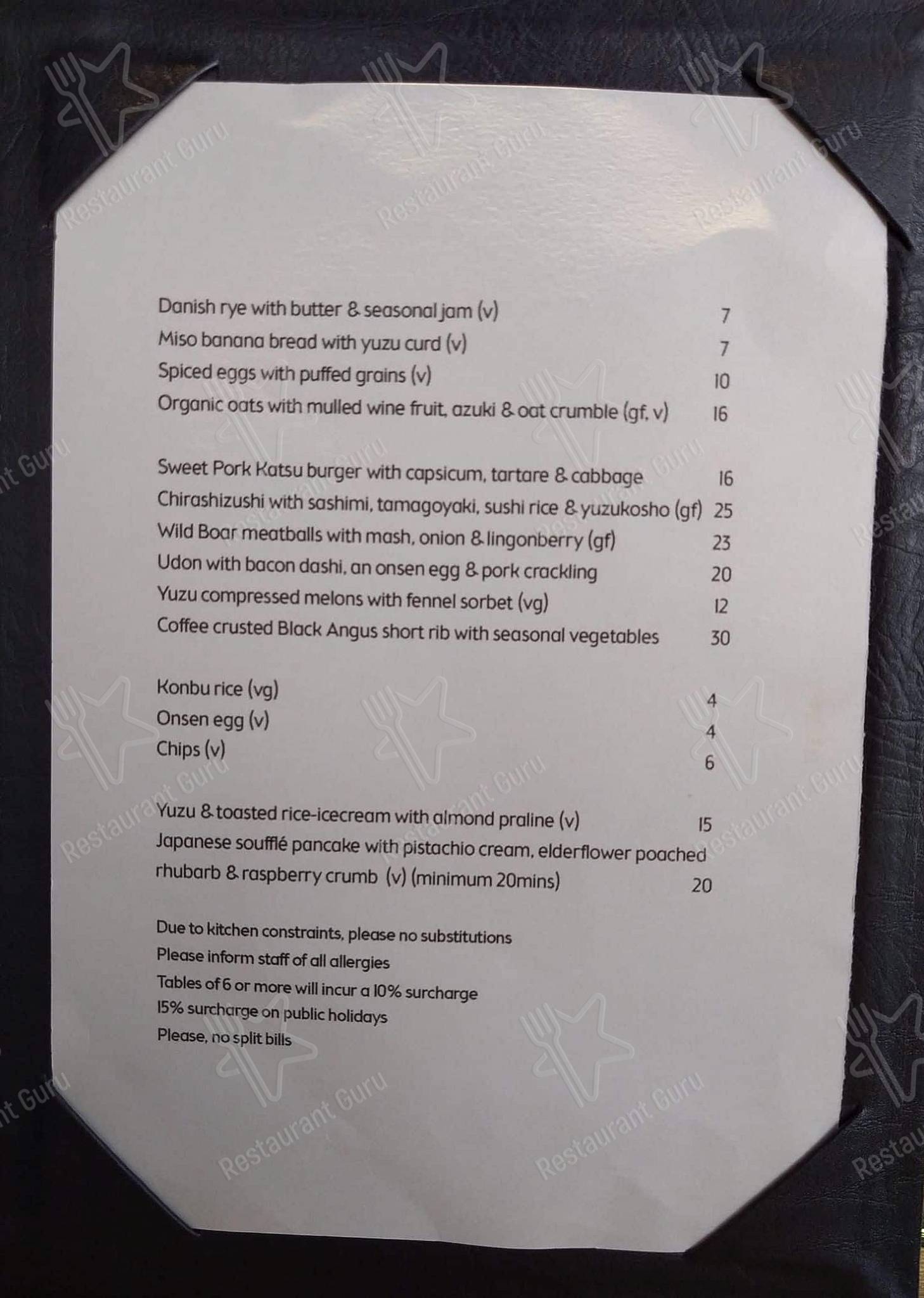 Menu at Edition Roasters cafe, Sydney, 60 Darling Dr