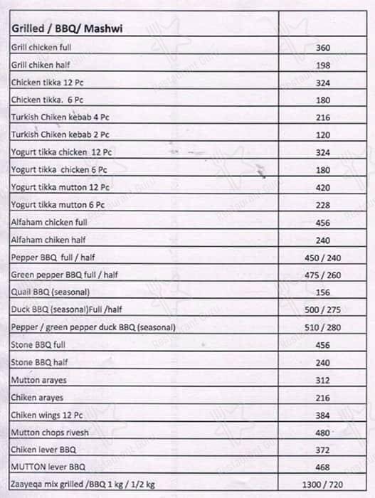 Lahab Mandi & BBQ menu