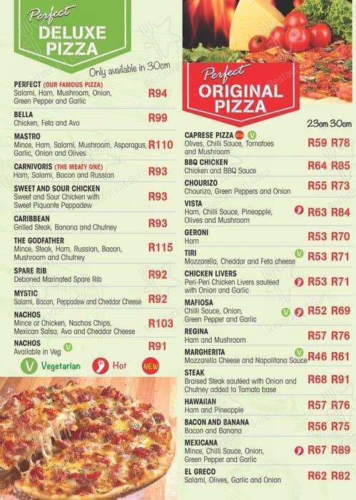 Menu de Pizza Perfect Clubview