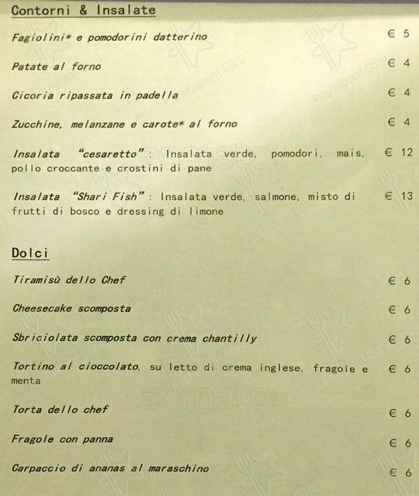 Menu di Sharivari 