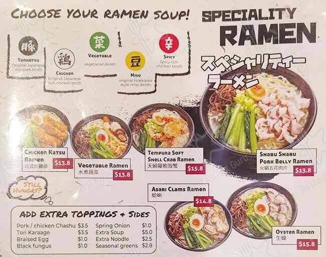 Ichi Ramen menu