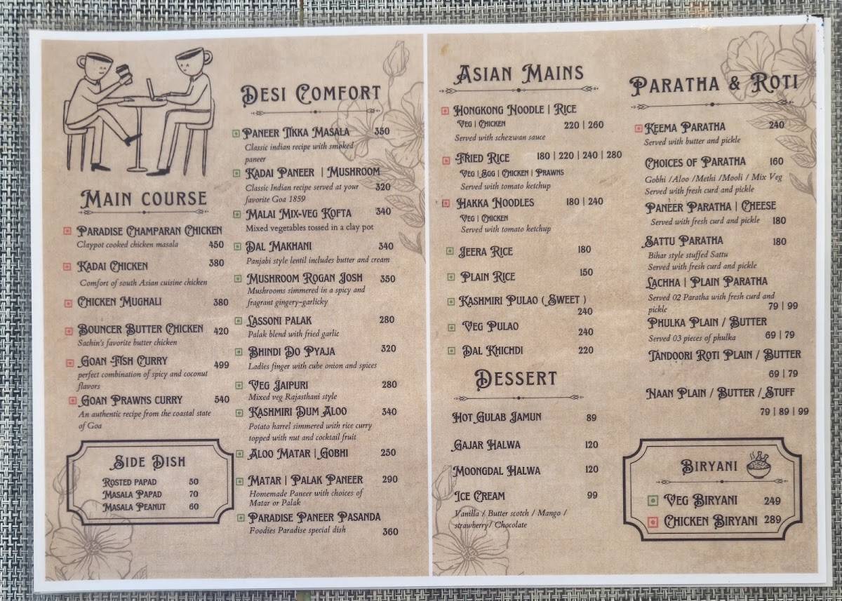 foodies paradise menu