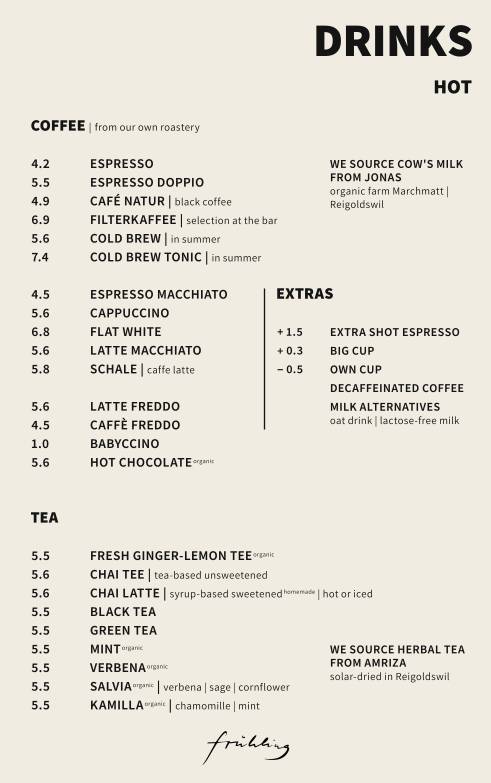 Menu di Café frühling - Kaffeemacher 