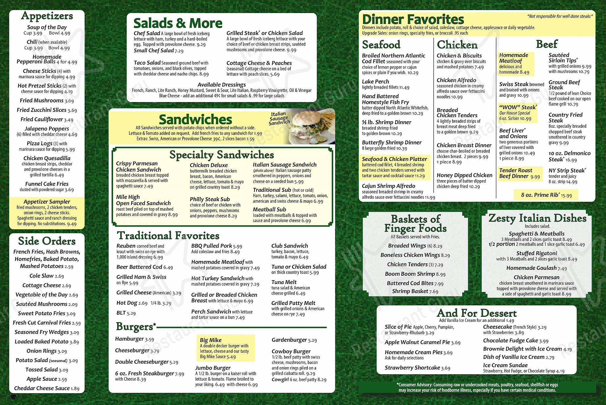 Menu at Kardohely's Family Restaurant, Ashtabula