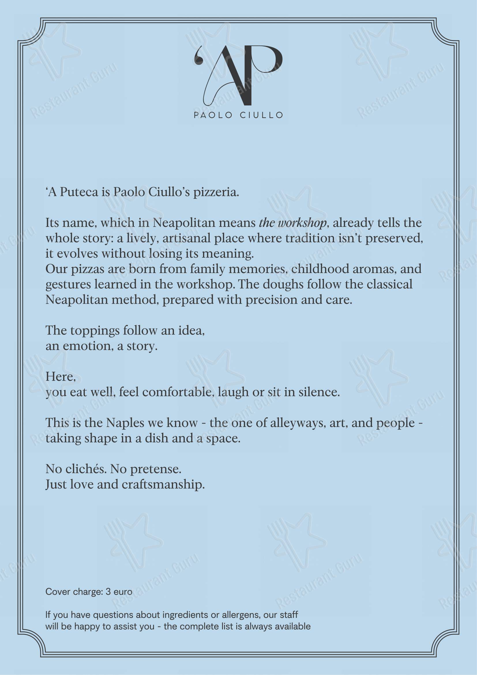 ’a Puteca in Firenze - Menu