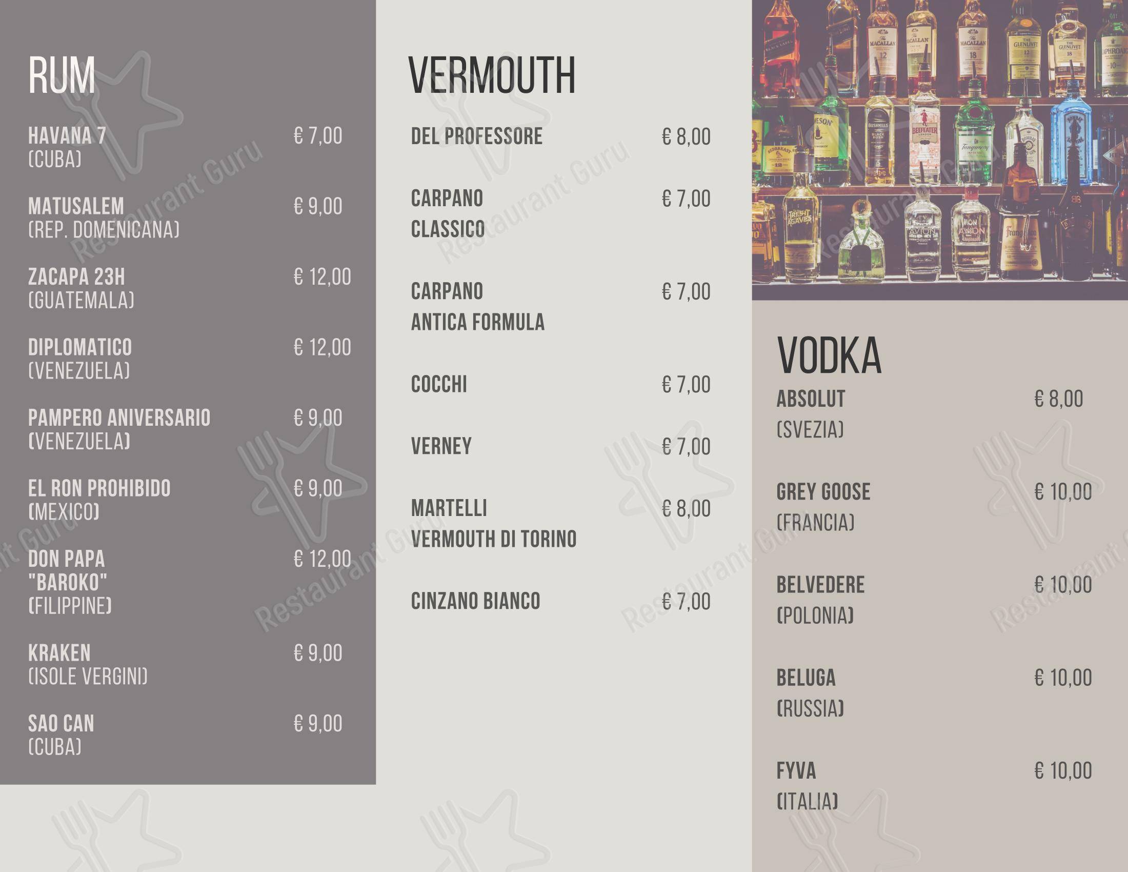 Menu bar per AllEur - Caffè e cucina ristorante