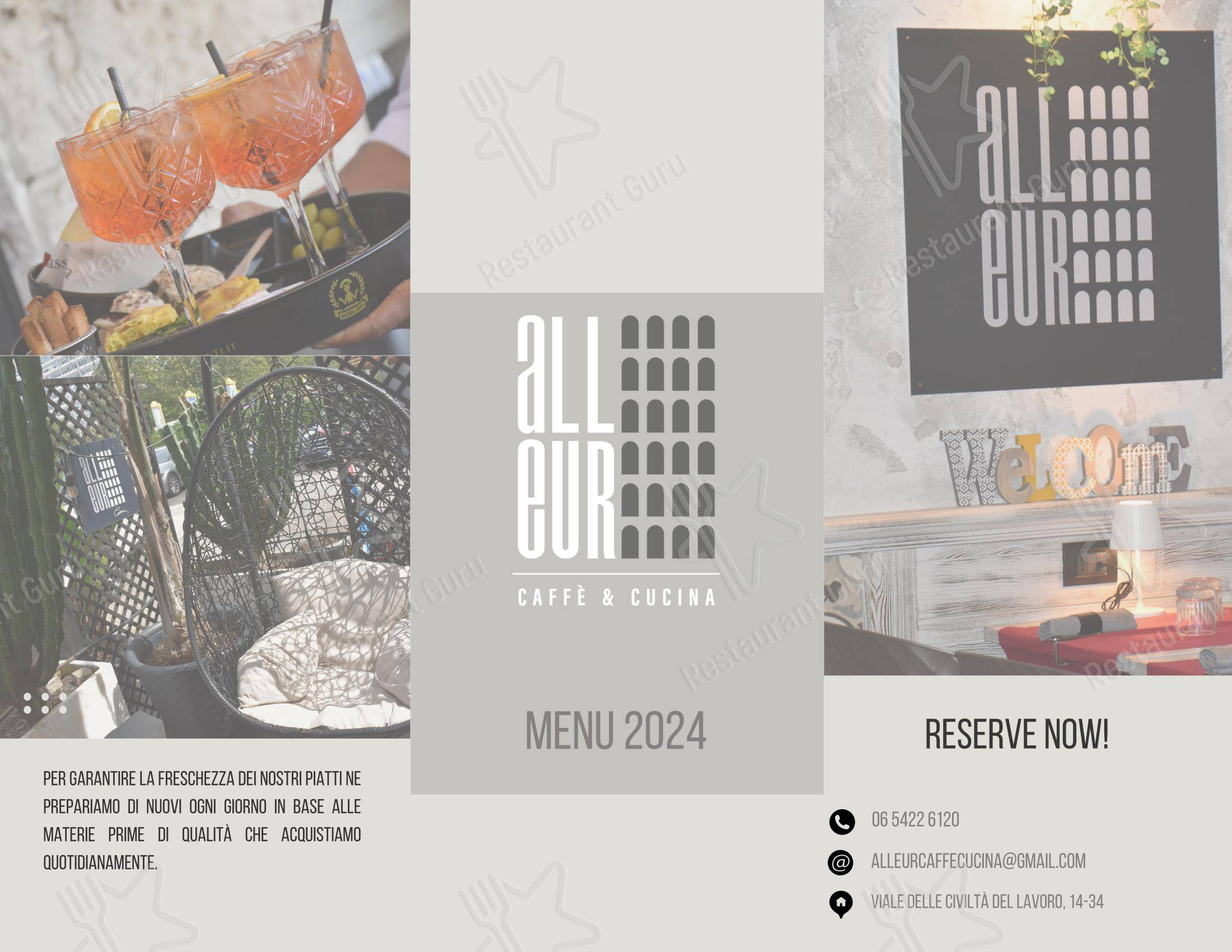 Menu di AllEur - Caffè e cucina - Menu bar