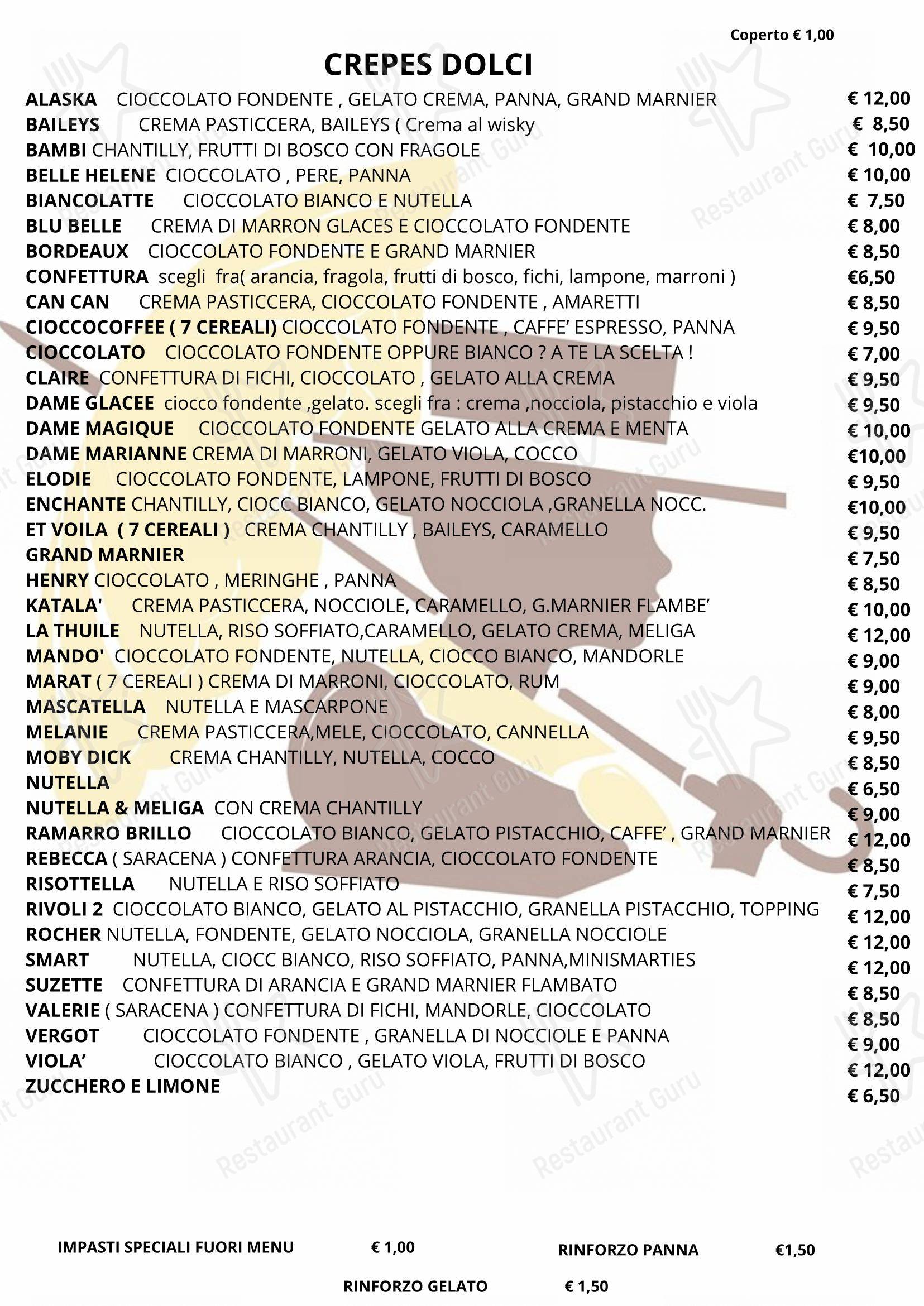 Menu di Allantè - Menu bar