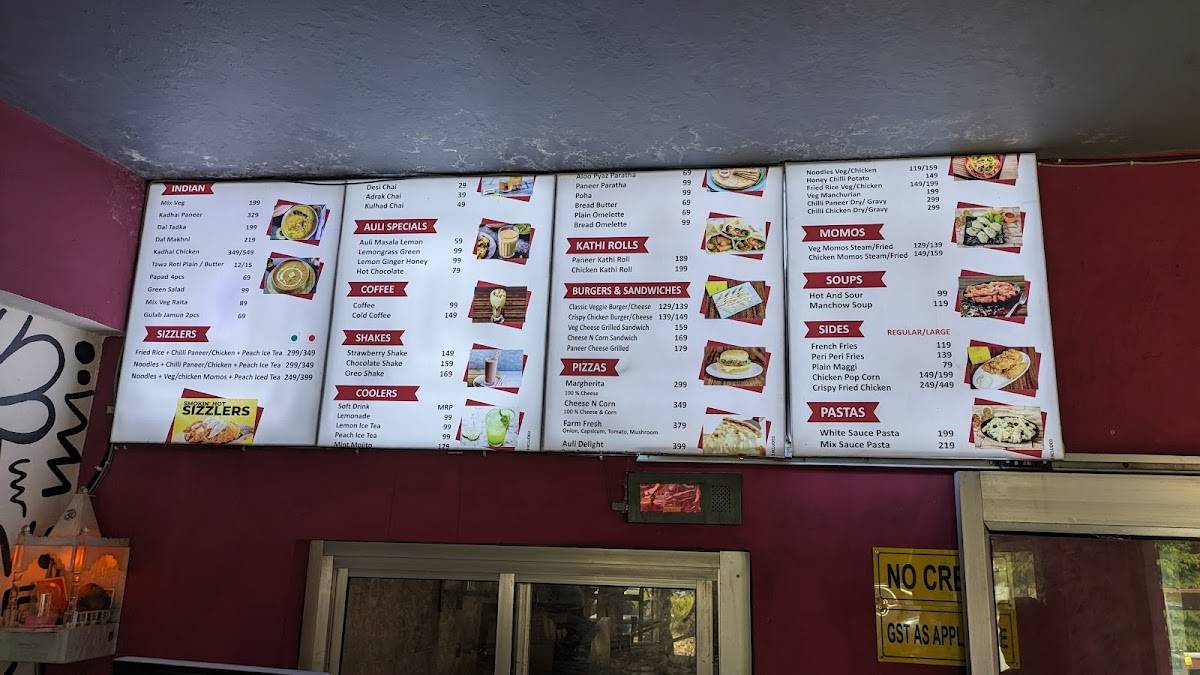 Auli Cafe menu