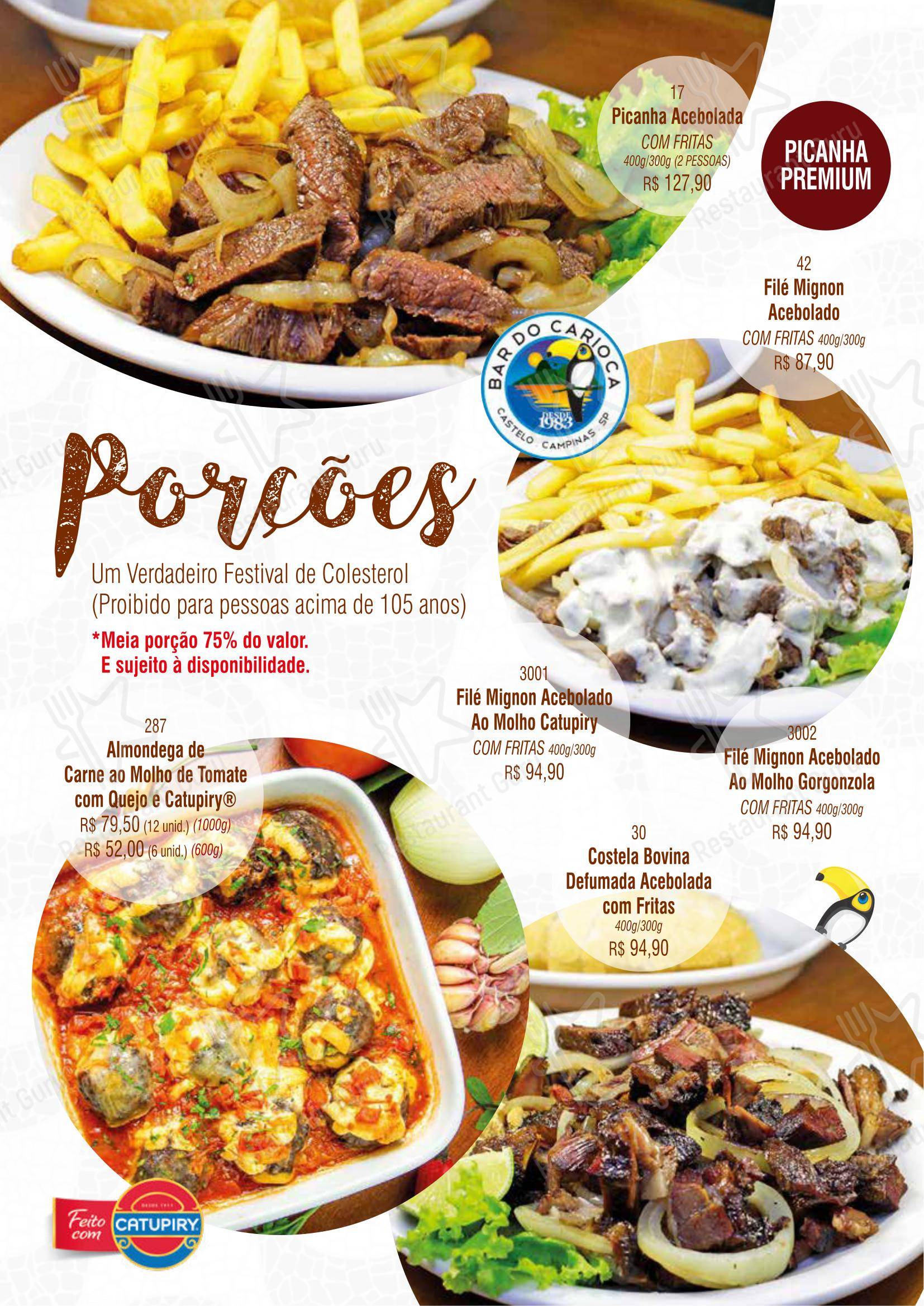 Menu para Bar do Carioca pub & bar