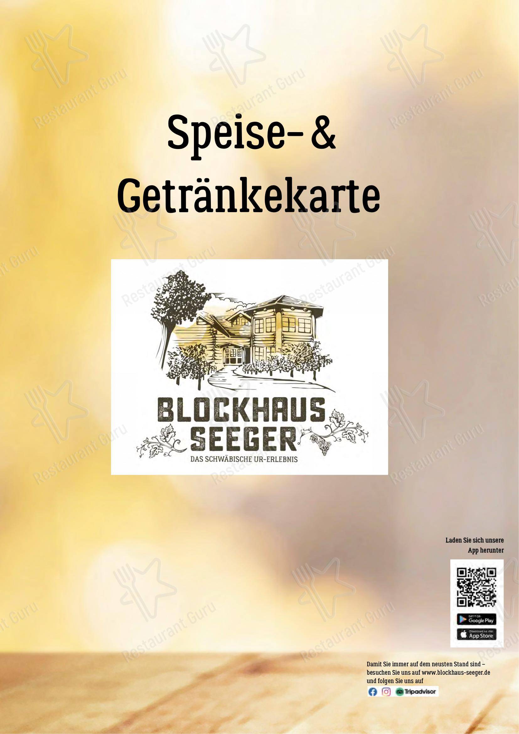 Menu pour Blockhaus Seeger dans Abstatt