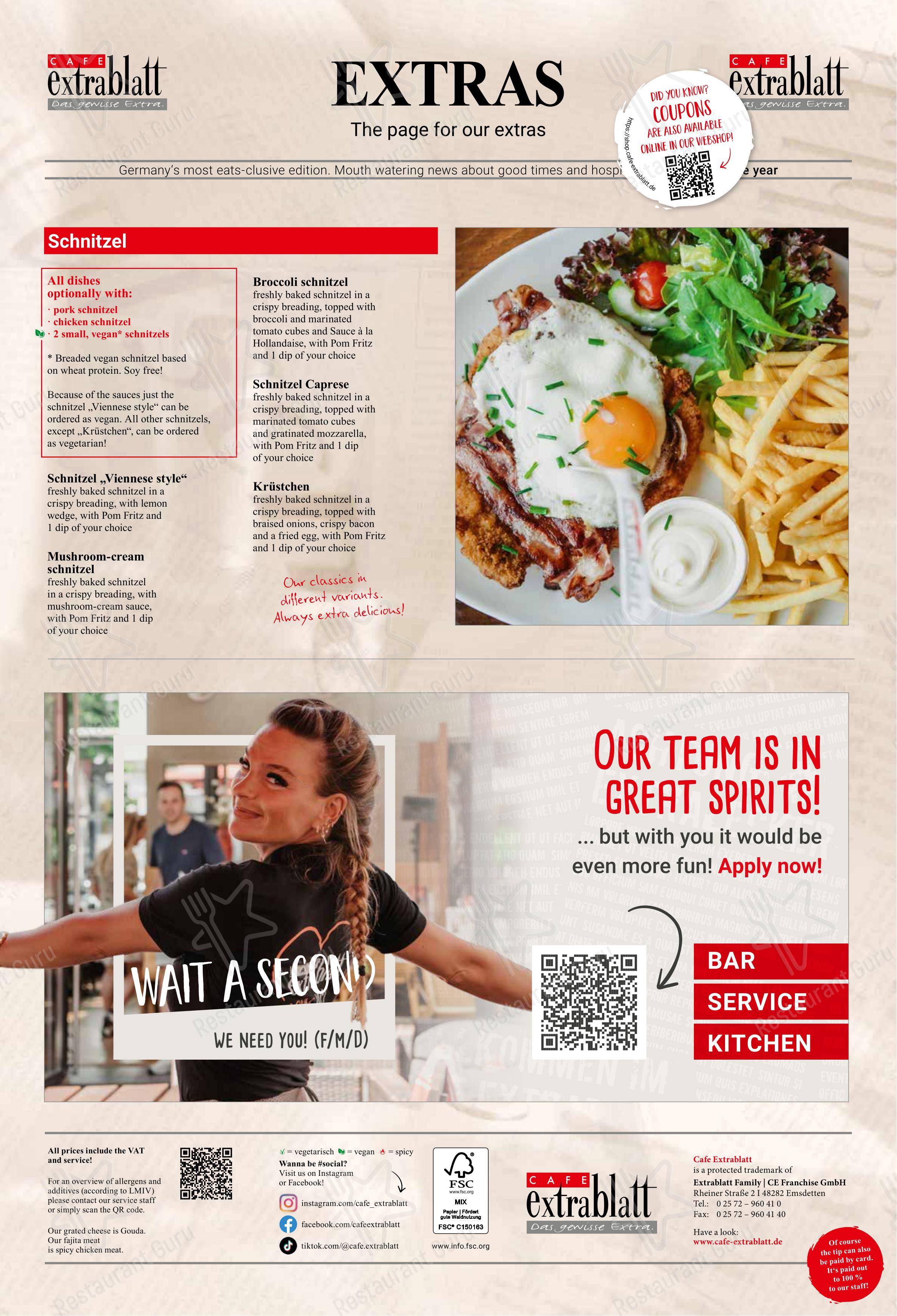 菜单 pour Cafe Extrablatt Köln Eigelstein pub et bar