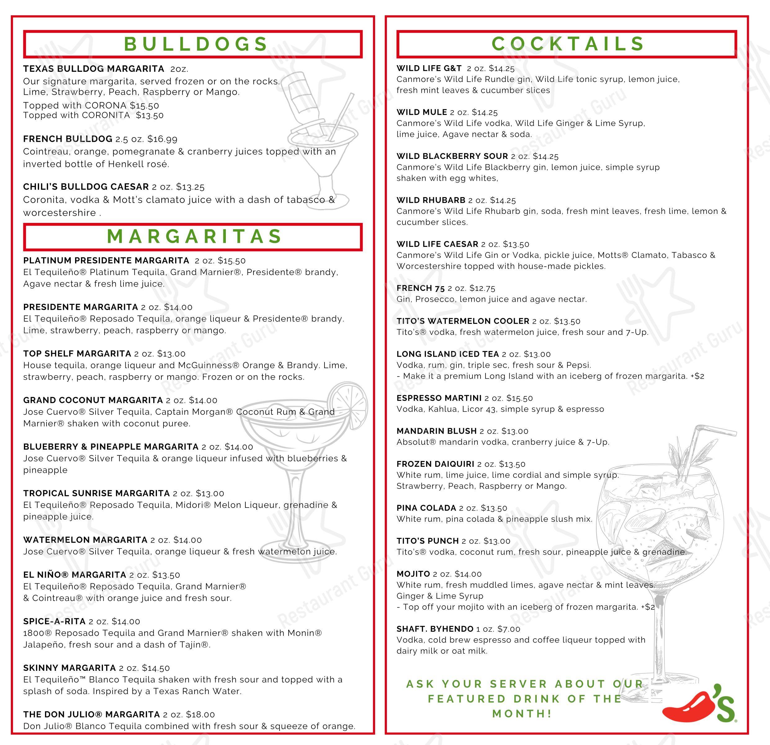 Chili's Grill & Bar dans Banff - Основное меню
