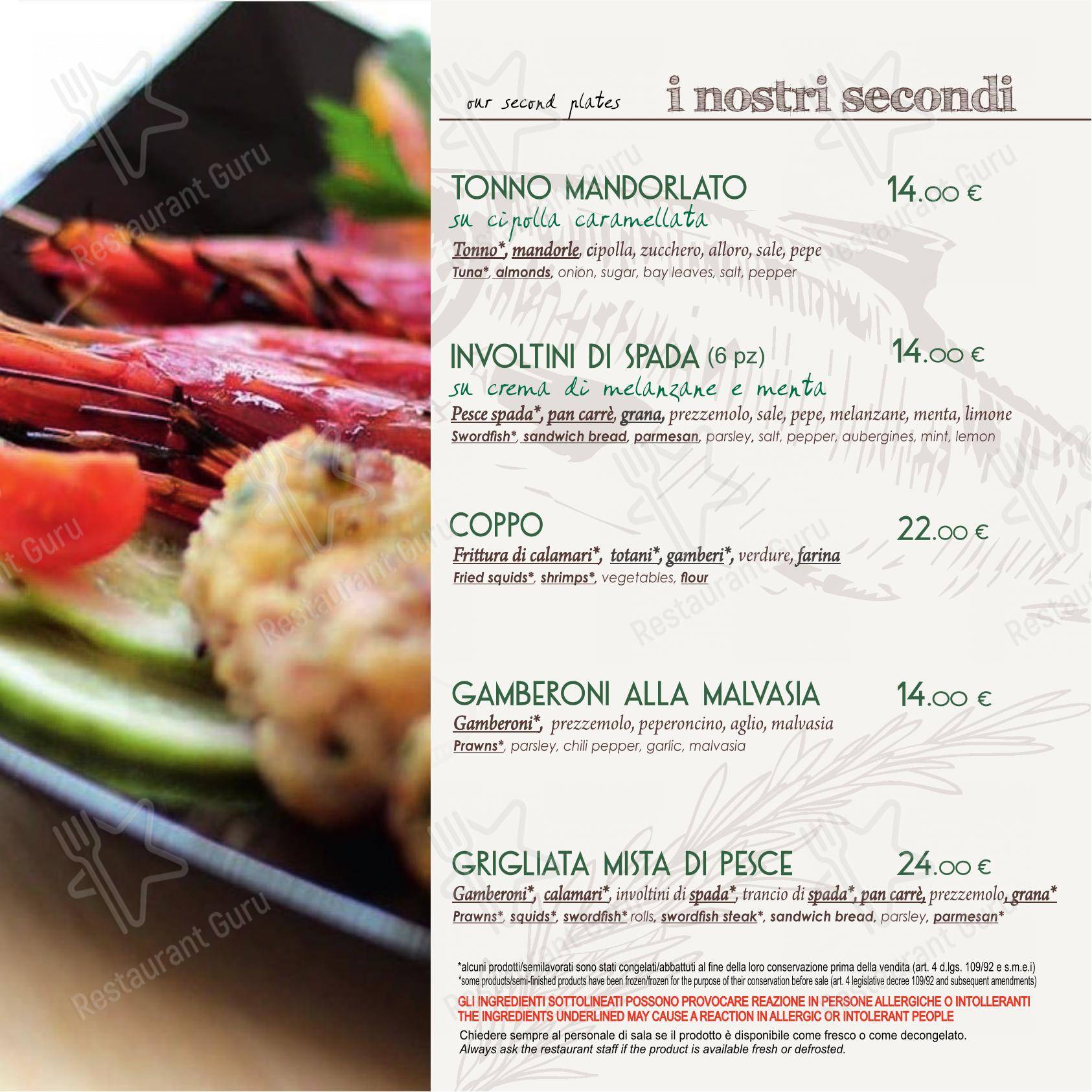 Menu per Da Onofrio Ristorante Pizzeria in Furci Siculo