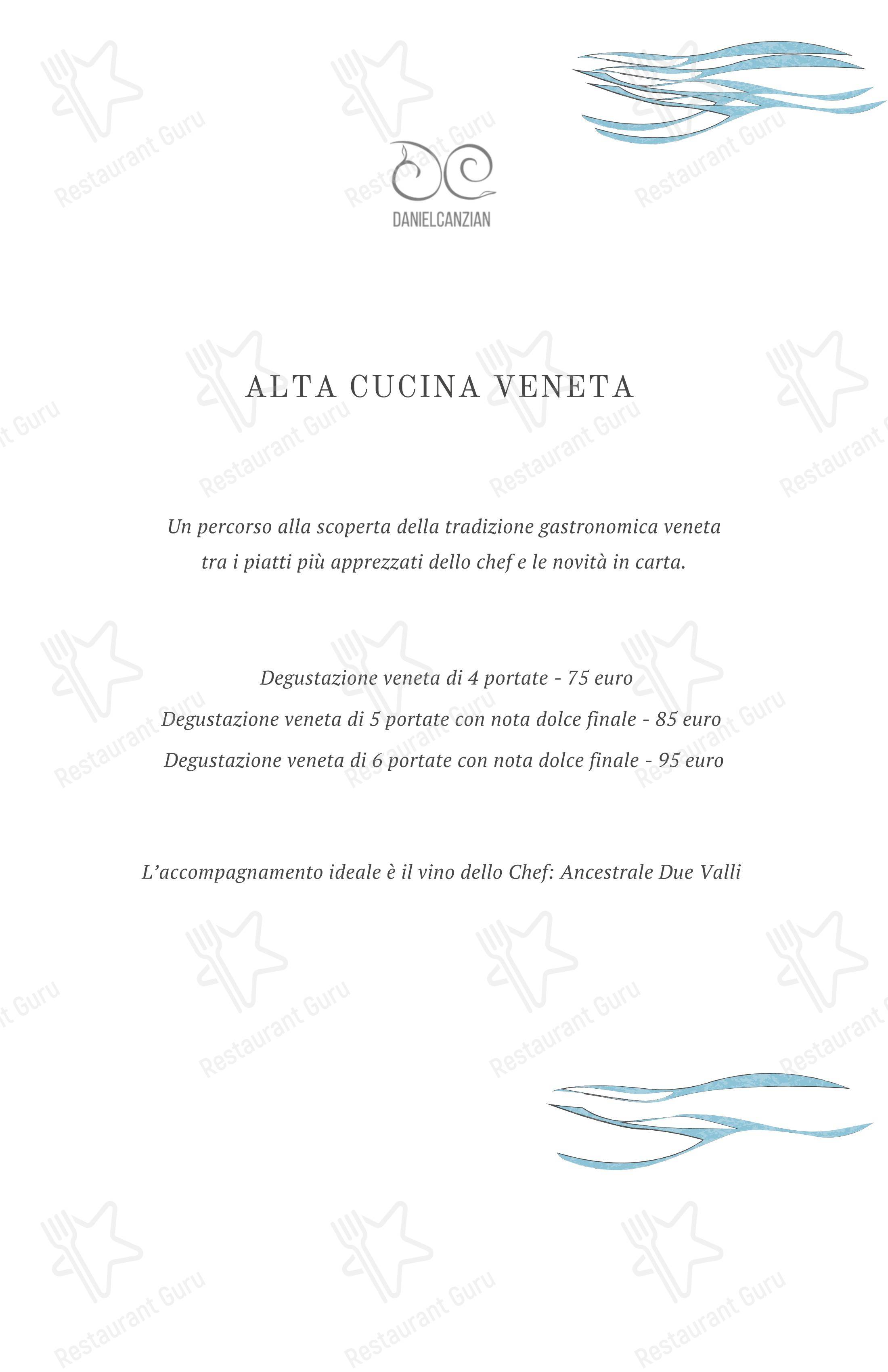 Menu di DanielCanzian Ristorante Milano - piatti e bevande