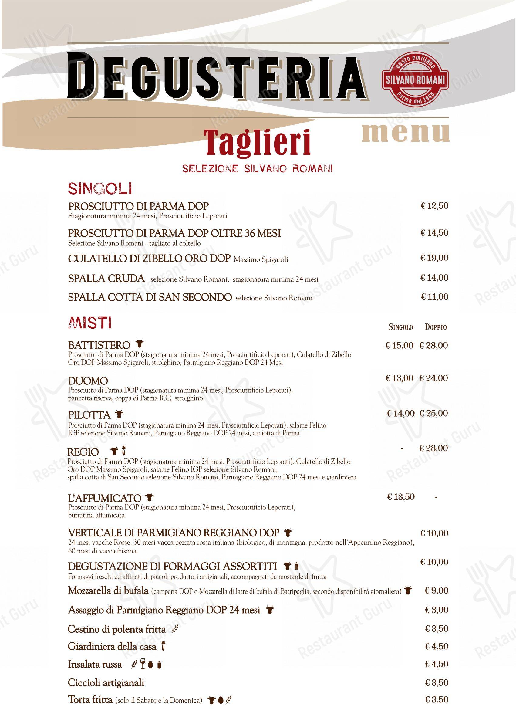 Menu di Degusteria Romani - Menu