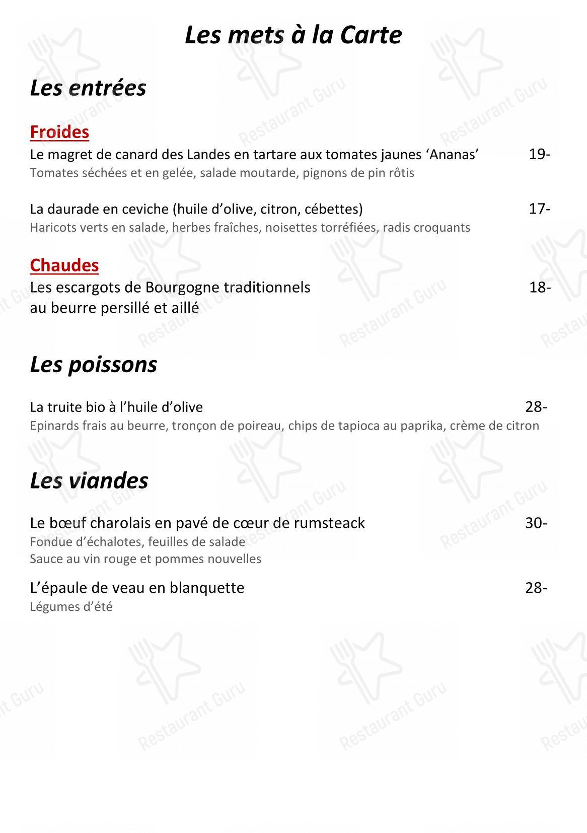 Menu bar pour La Table D’Héloïse restaurant
